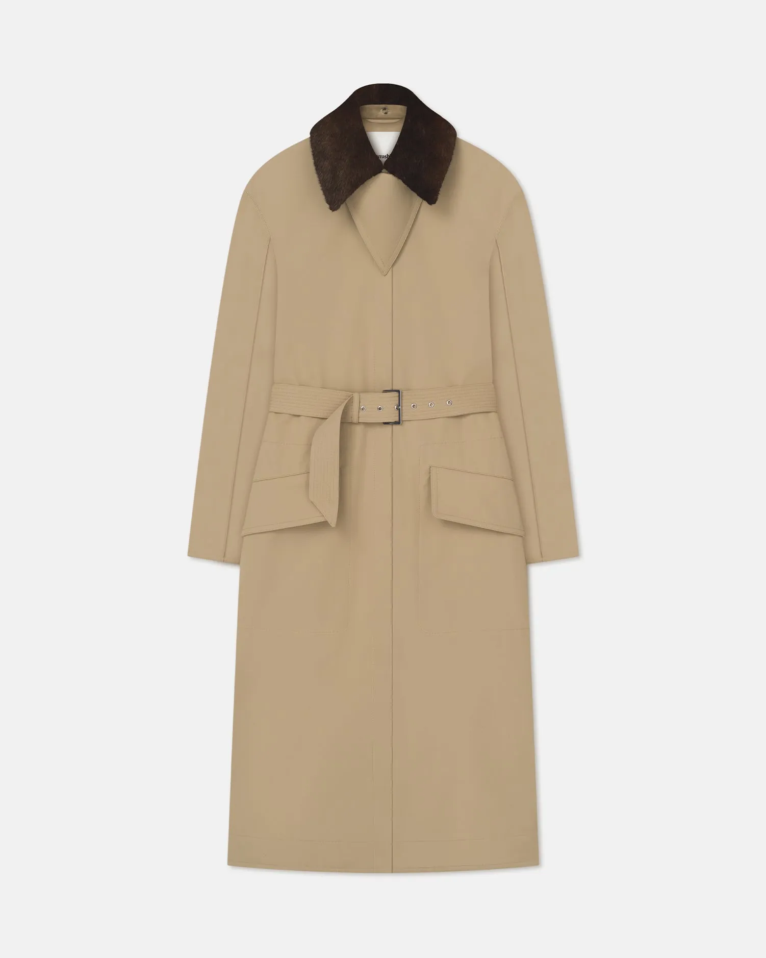 Talbot - Bonded Trench/Faux Fur Coat - Beige/Brown sold by Nanushka