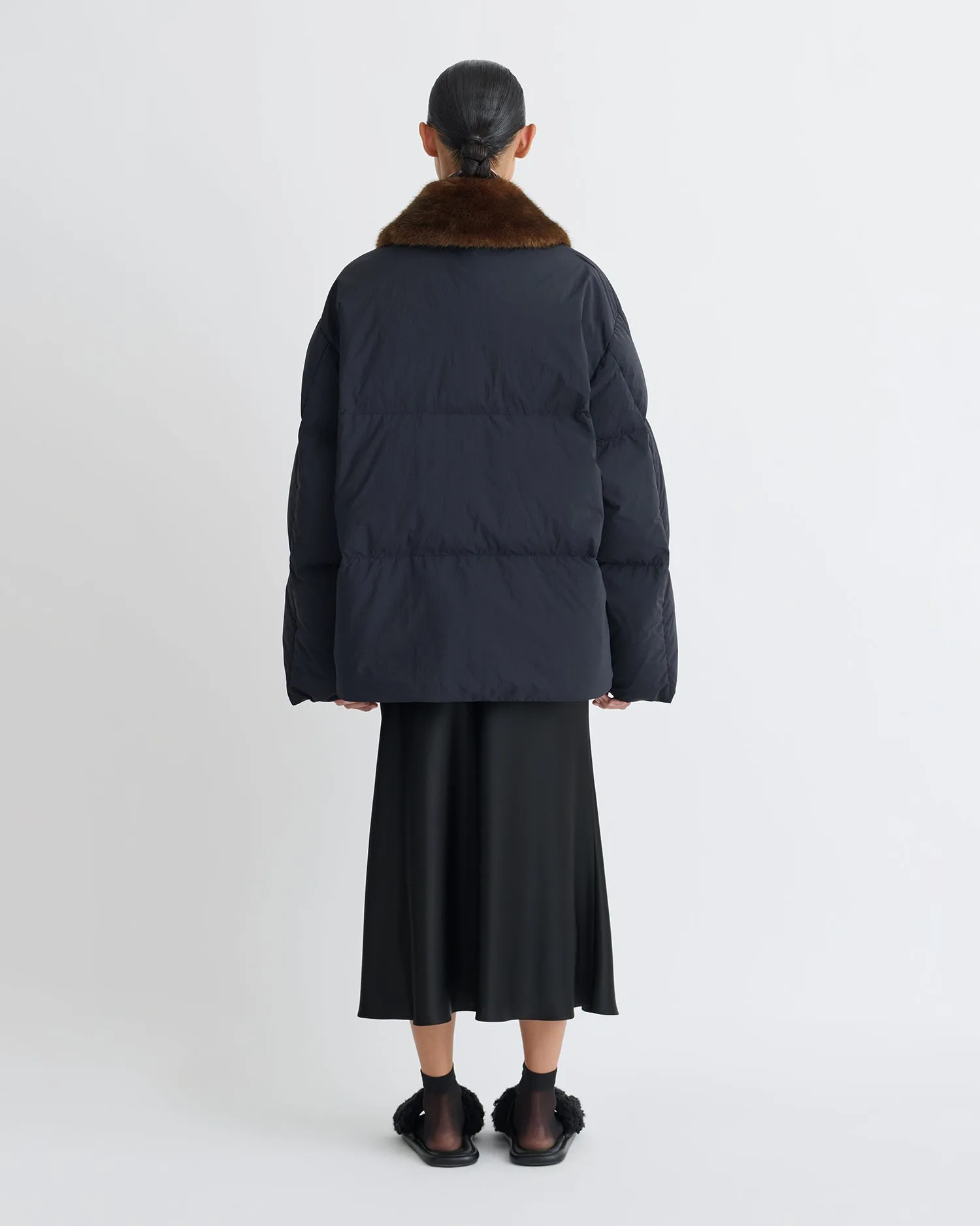 Camey - Light Nylon/Faux Fur Jacket - Black/Dark Brown sold by Nanushka product image thumbnail 2