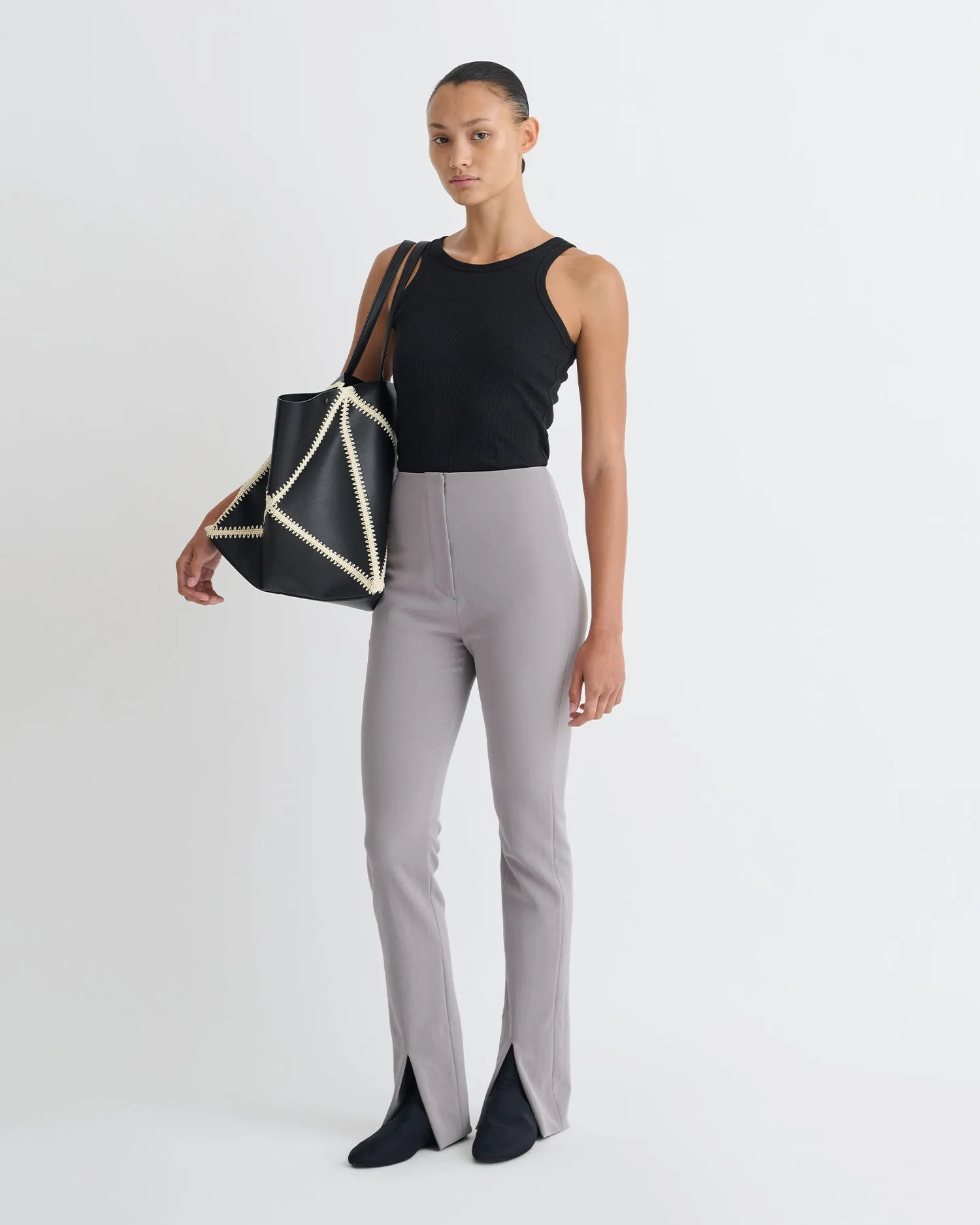 Luana - Front slit pants - Grey sold by Nanushka