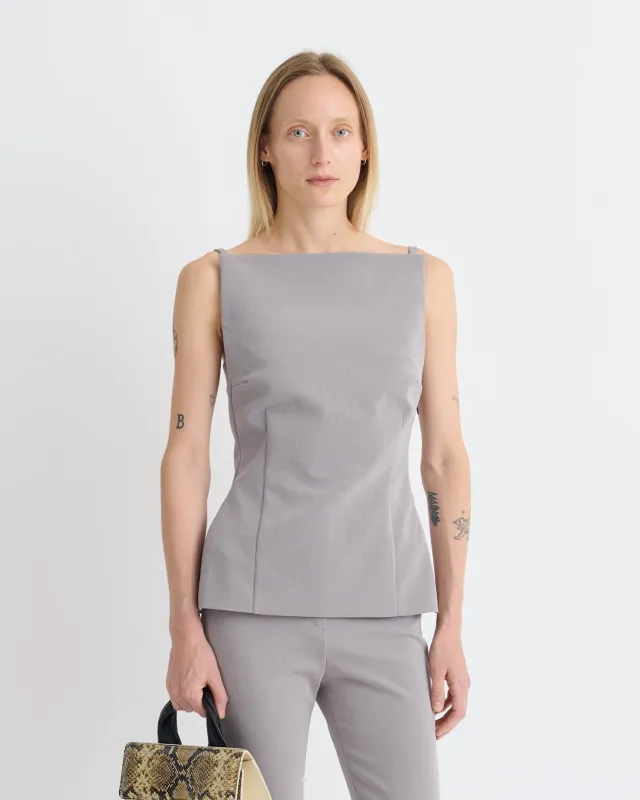 Laree - Paper Jersey Sleeveless Top - Grey sold by Nanushka