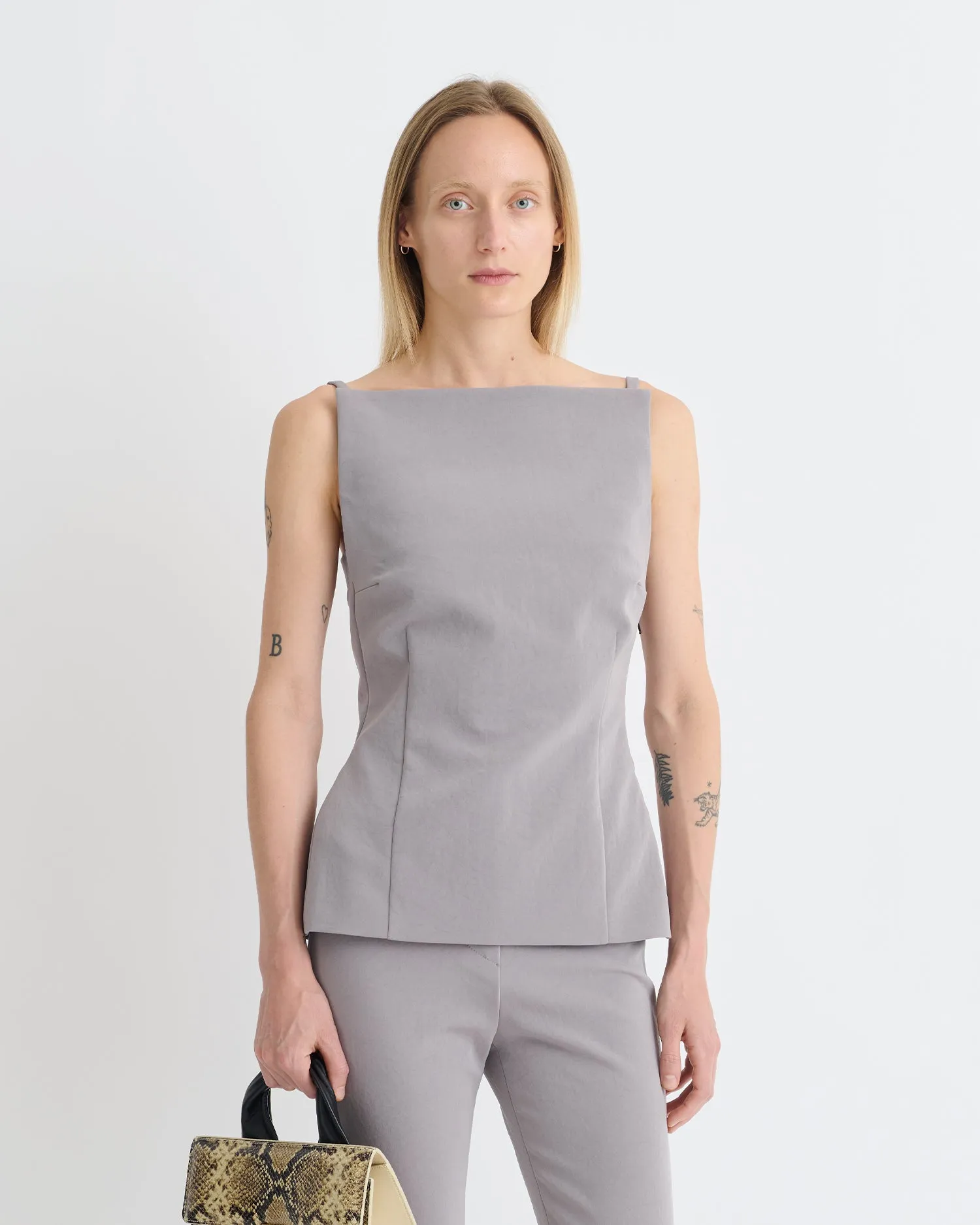 Laree - Paper Jersey Sleeveless Top - Grey sold by Nanushka