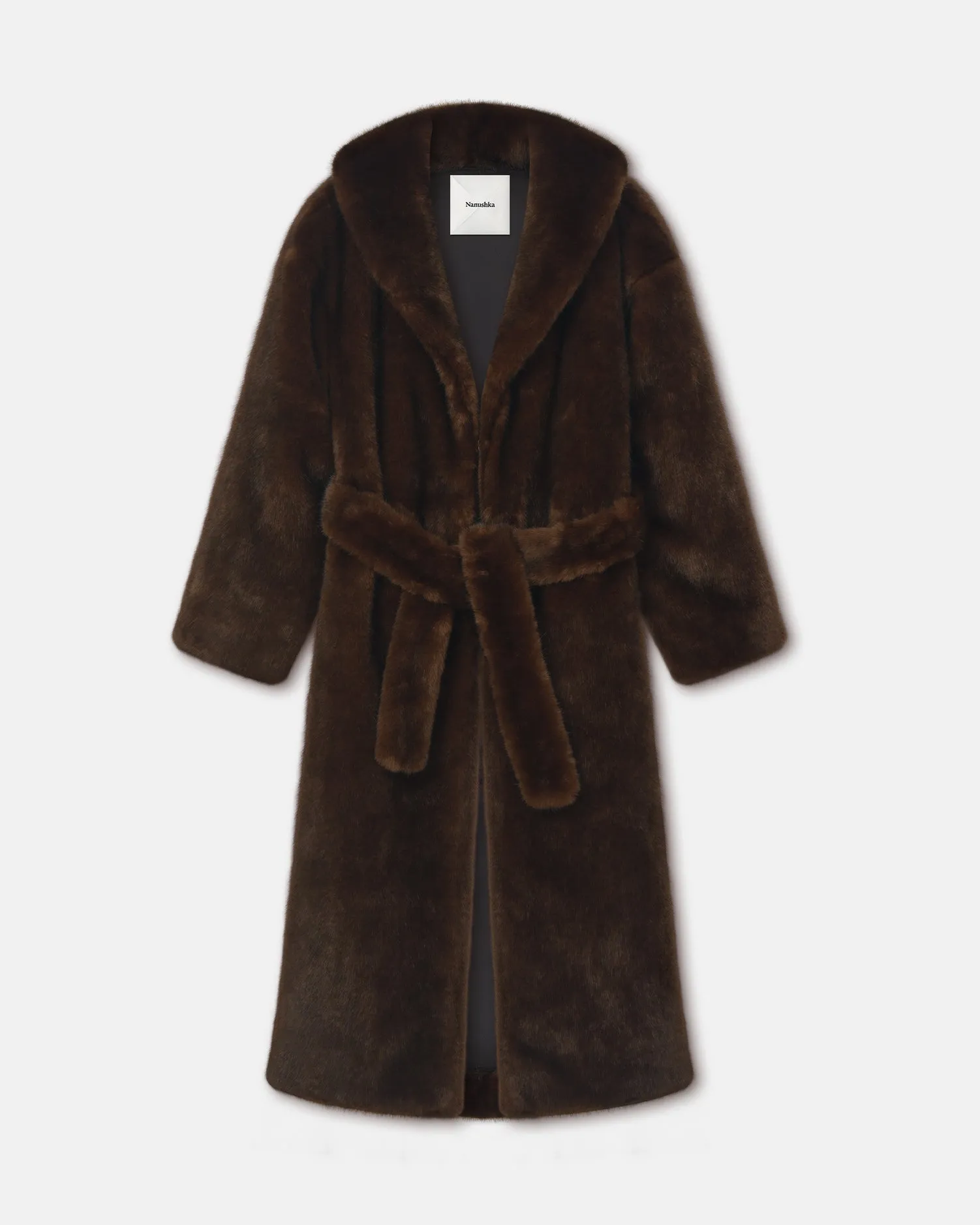 Cariana - Faux Fur Coat - Dark Brown sold by Nanushka product image thumbnail 3