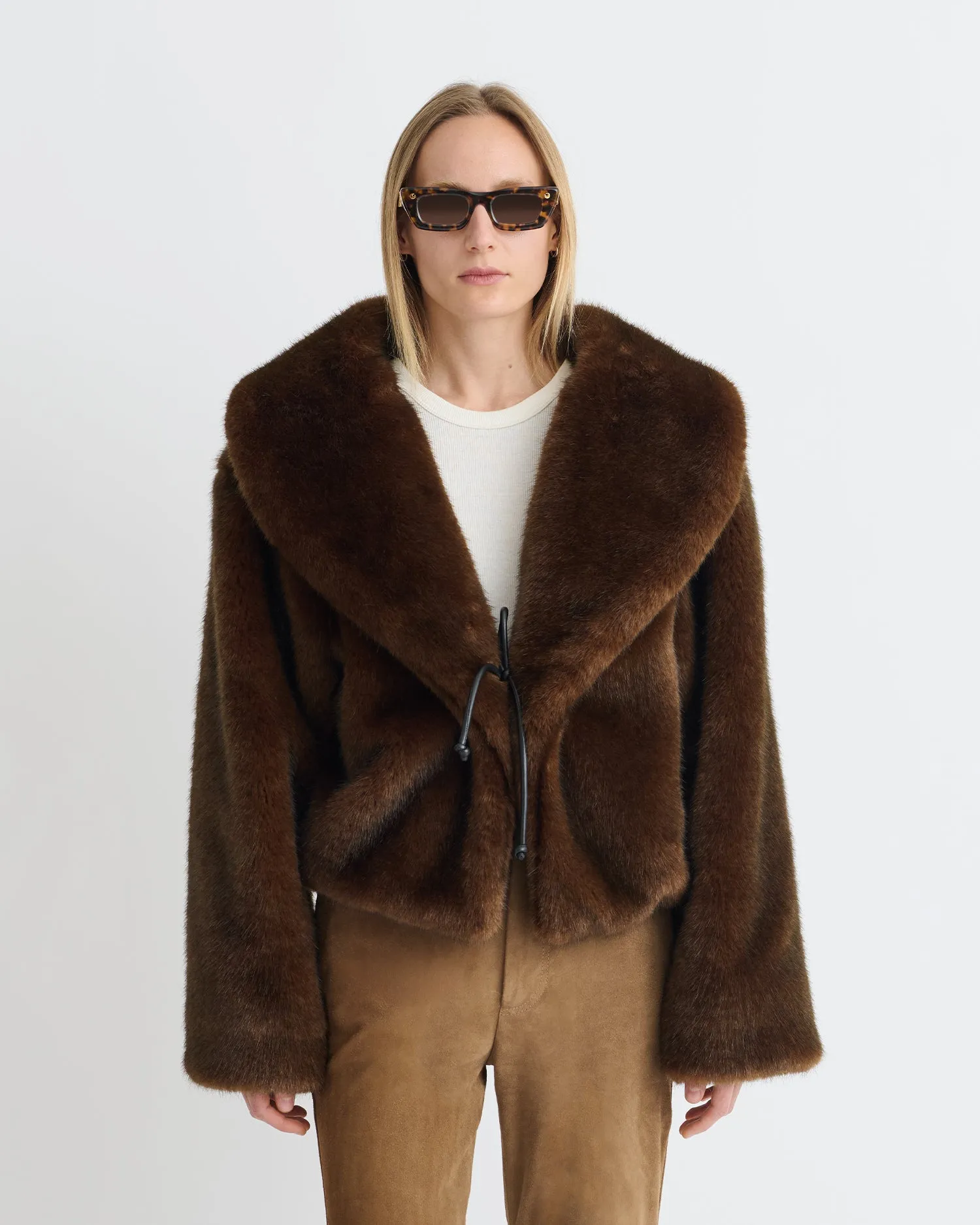 Estel - Faux Fur Jacket - Dark Brown sold by Nanushka