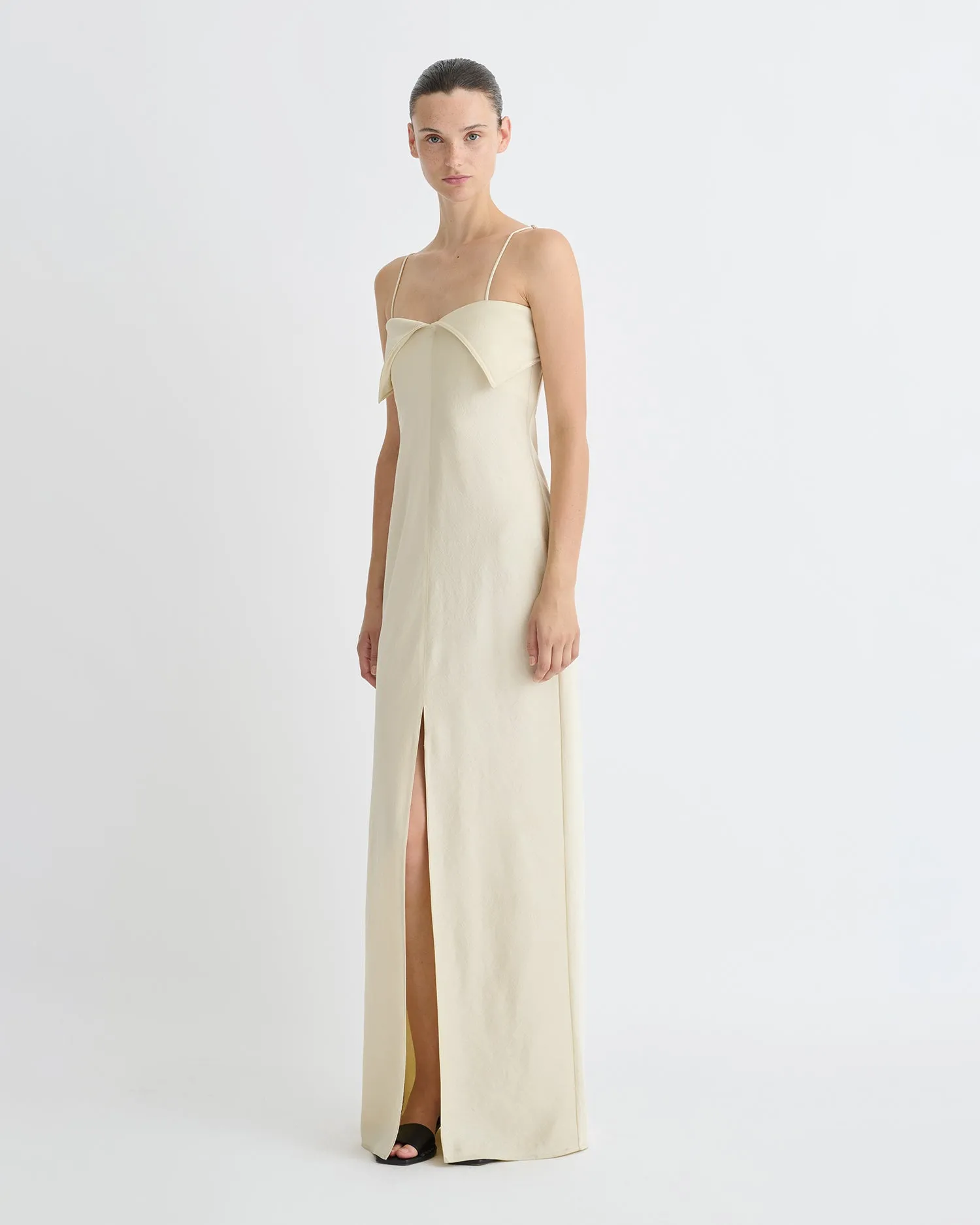 Nelma - Crisp Satin Dress - Ecru sold by Nanushka