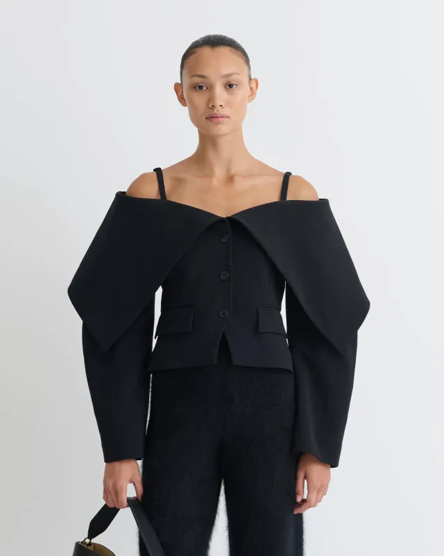 Amantha - Paper Jersey Blazer - Black sold by Nanushka