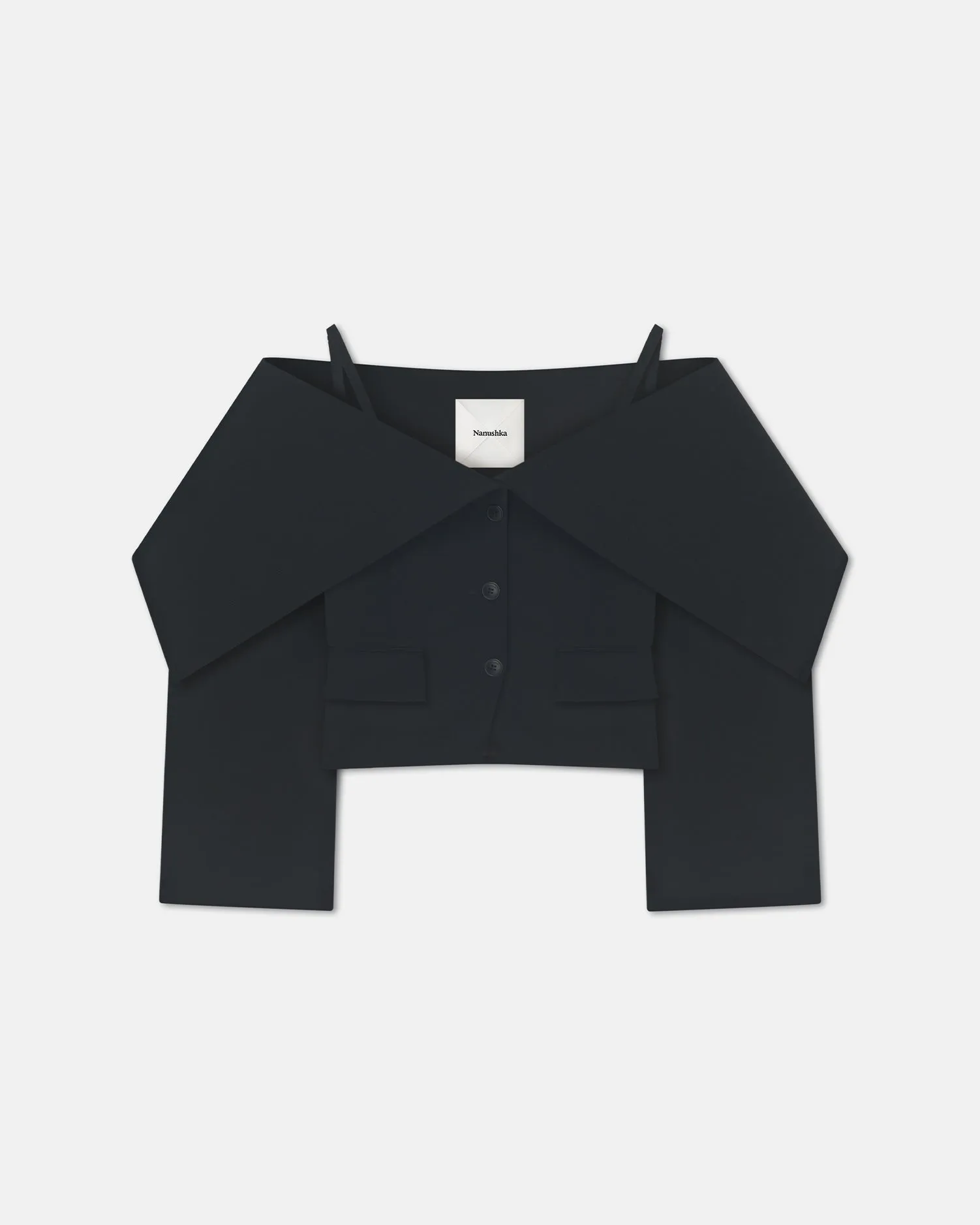 Amantha - Paper Jersey Blazer - Black sold by Nanushka product image thumbnail 5