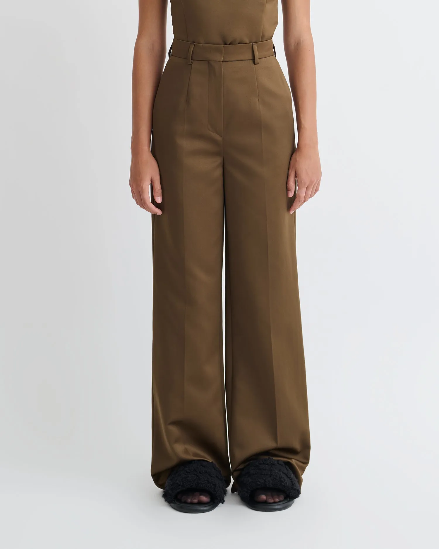 Franny - Structured Satin Pants - Wood sold by Nanushka product image thumbnail 4