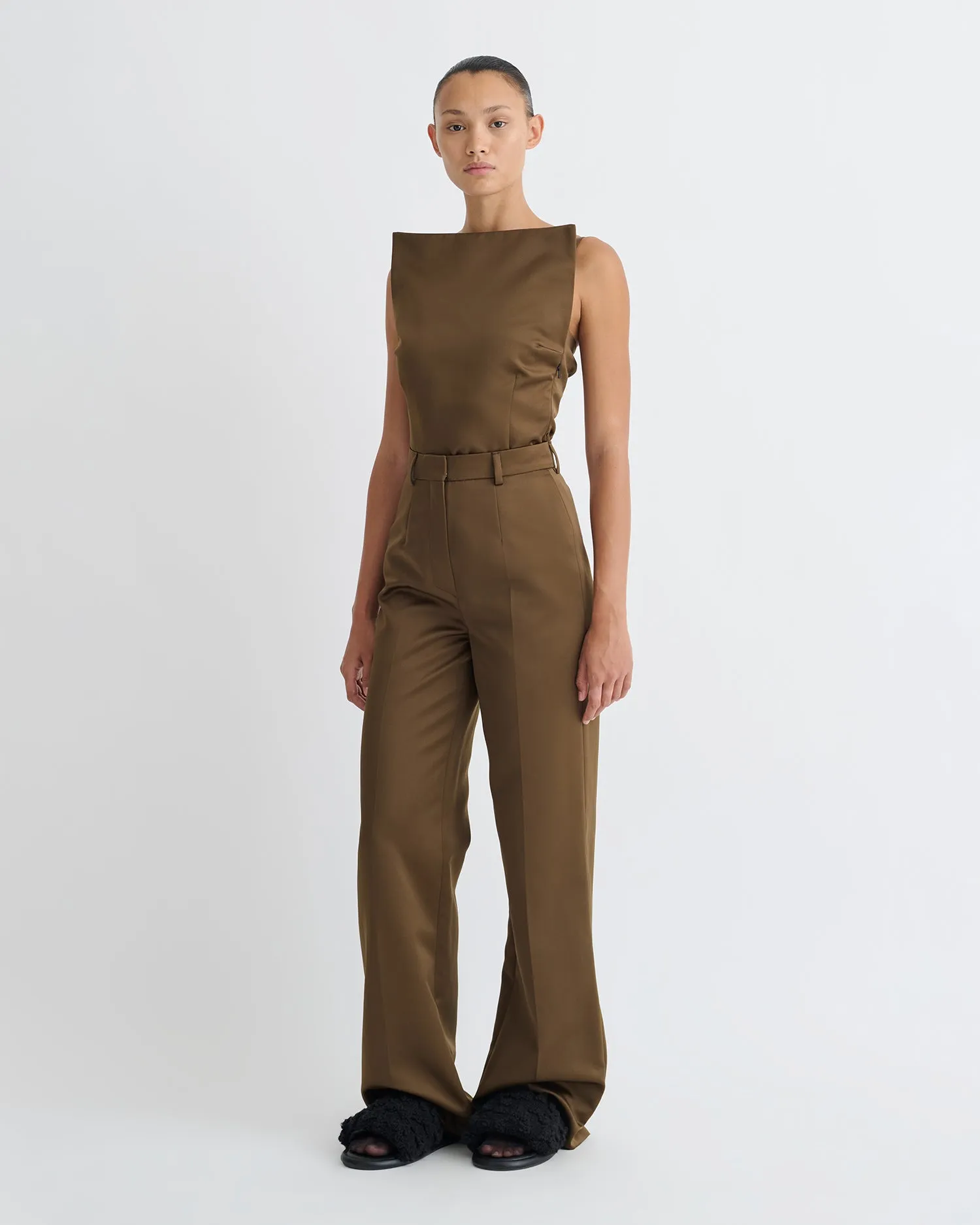 Franny - Structured Satin Pants - Wood sold by Nanushka product image thumbnail 2