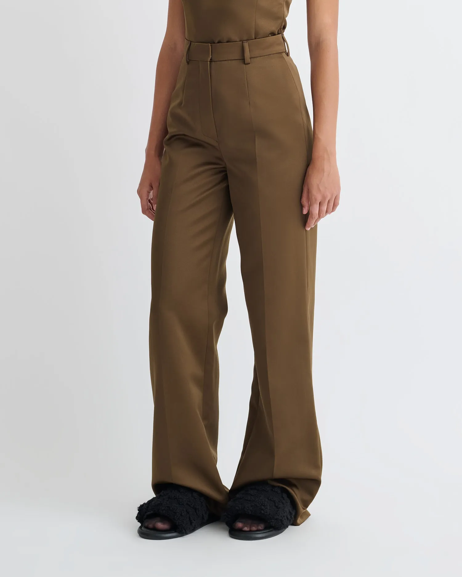 Franny - Structured Satin Pants - Wood sold by Nanushka product image thumbnail 5