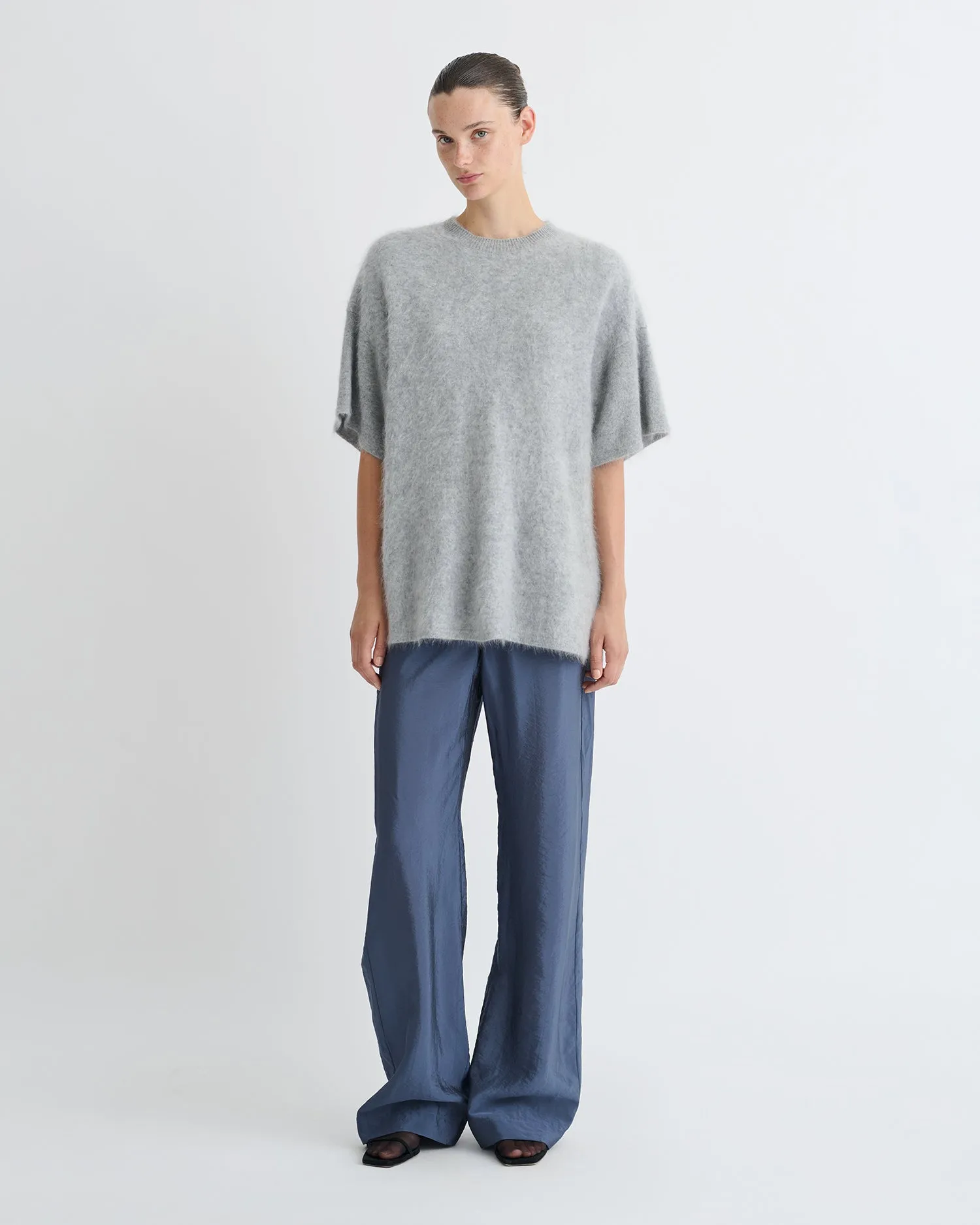 Arvenn - Crepe Organza Pants - Denim Blue sold by Nanushka