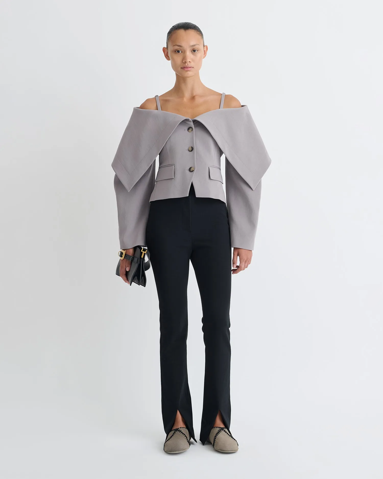 Amantha - Paper Jersey Blazer - Grey sold by Nanushka product image thumbnail 5