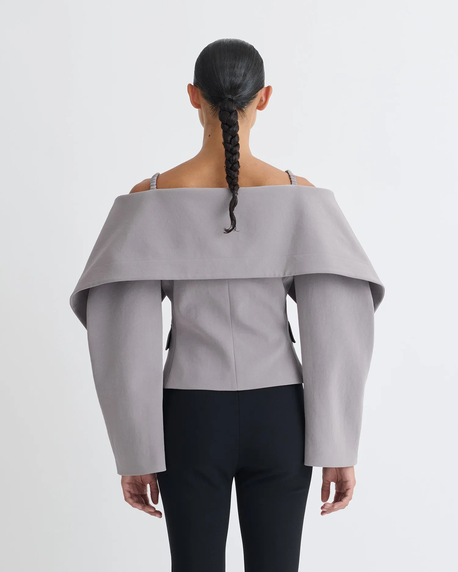 Amantha - Paper Jersey Blazer - Grey sold by Nanushka product image thumbnail 3