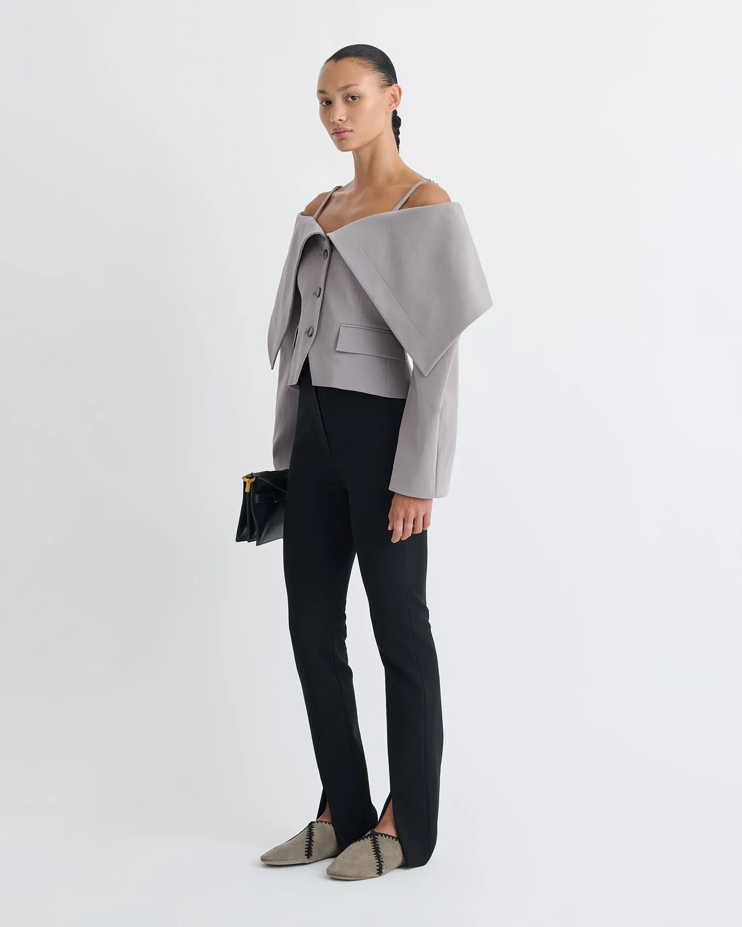 Amantha - Paper Jersey Blazer - Grey sold by Nanushka product image thumbnail 4