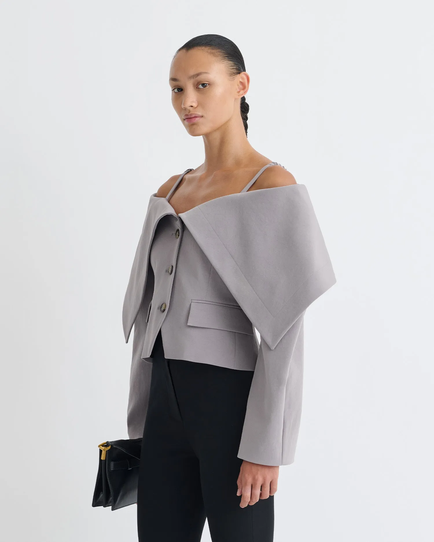 Amantha - Paper Jersey Blazer - Grey sold by Nanushka product image thumbnail 2