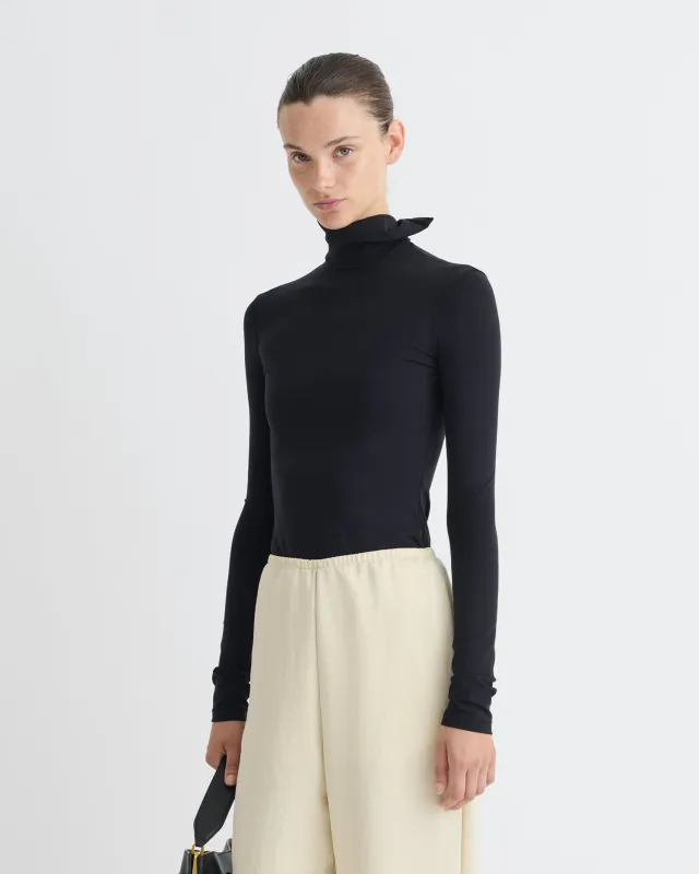 Anona - Stretch Jersey Long Sleeved Top - Black sold by Nanushka