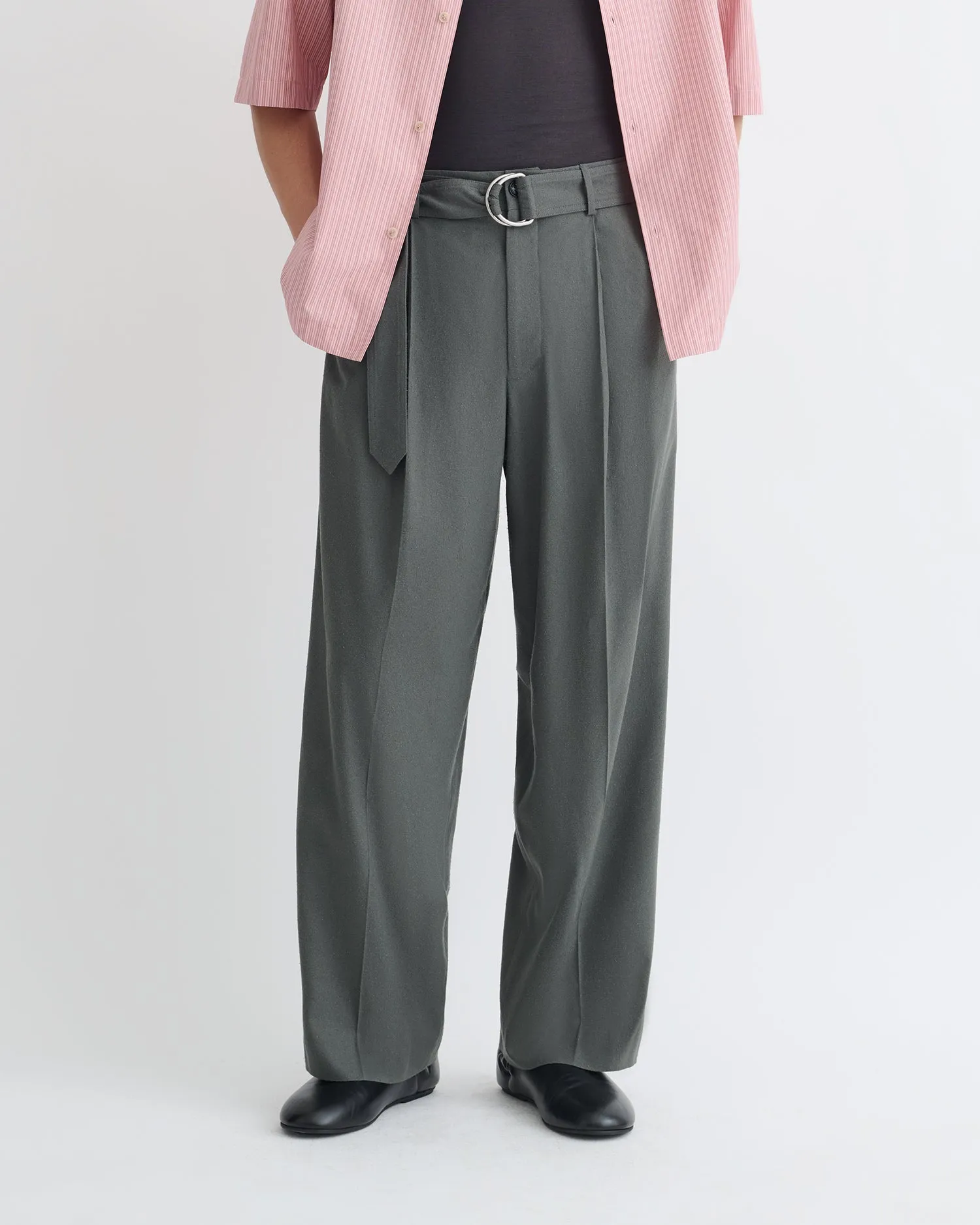 Colten - Belted Raw Silk Pants - Dark Grey sold by Nanushka product image thumbnail 2