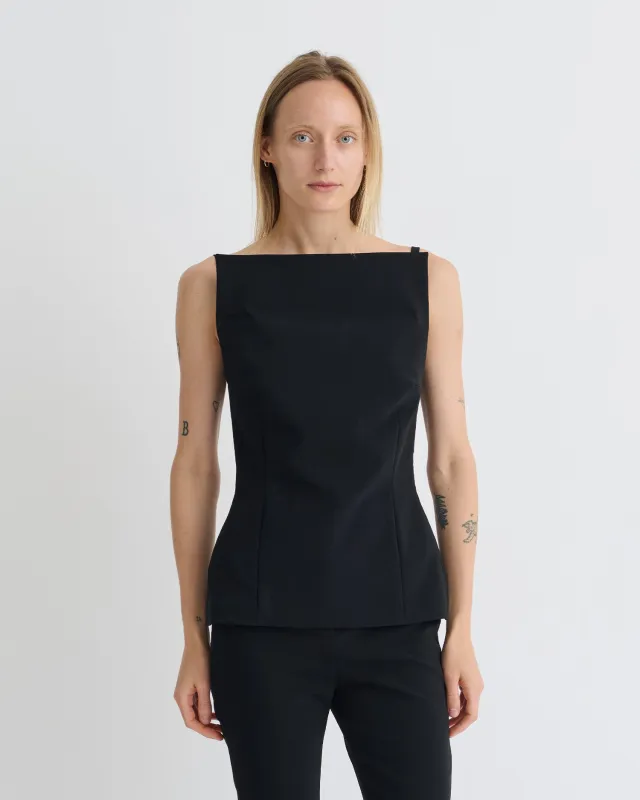 Laree - Paper Jersey Sleeveless Top - Black sold by Nanushka