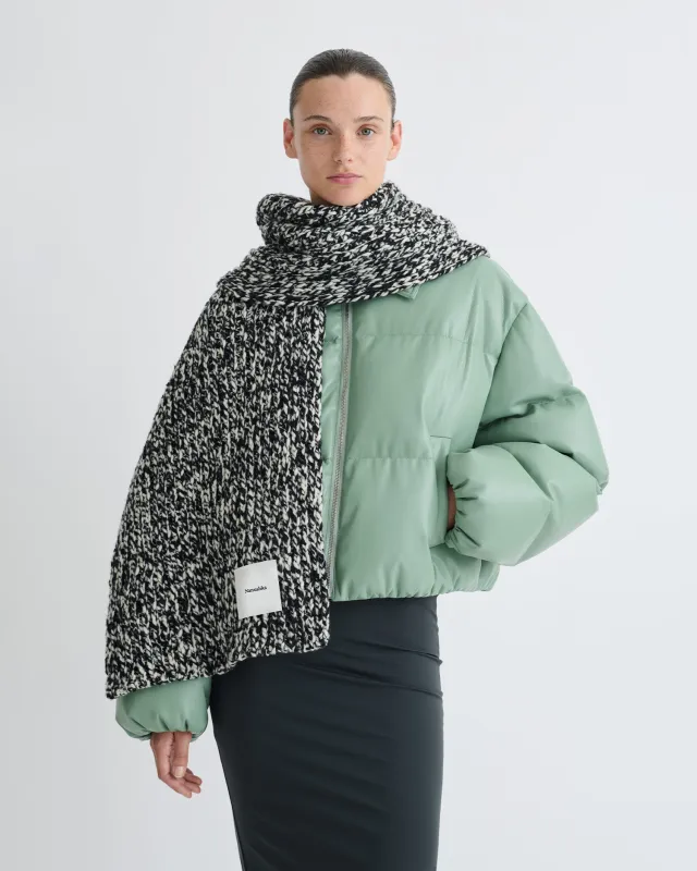 Lance - Mouline Slub Wool Scarf - Black/White sold by Nanushka