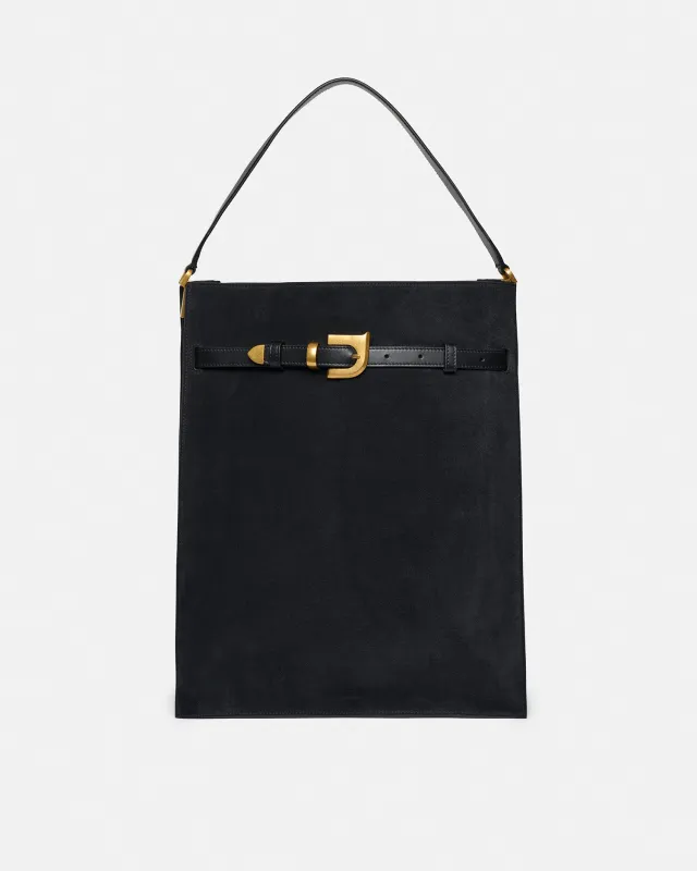 Harmonica Maxi - Suede Bag - Black sold by Nanushka