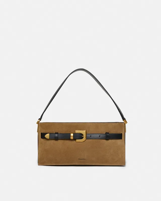 Harmonica Mini - Suede Bag - Brown sold by Nanushka