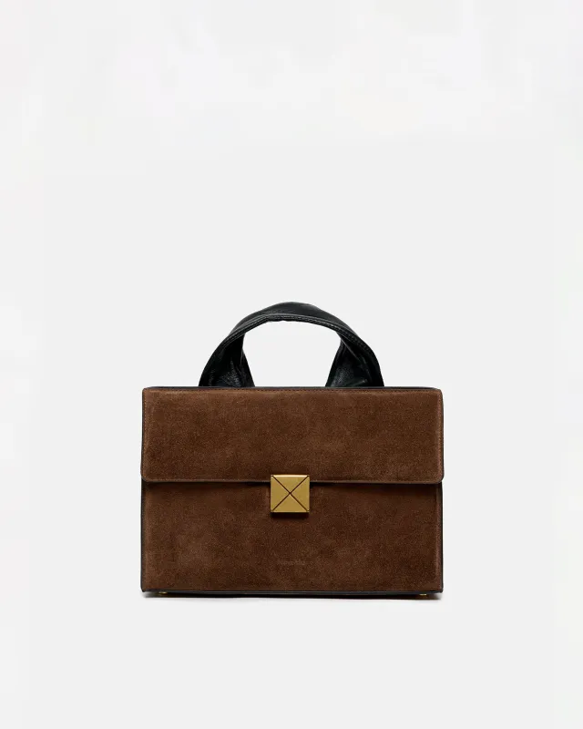 Sandi Lock - Suede bag - Dark Brown made by Nanushka