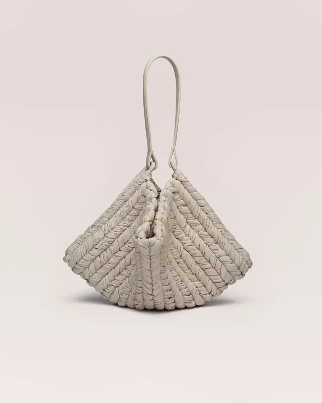 The Square Bag - Knitted Leather Tote Bag - White sold by Nanushka