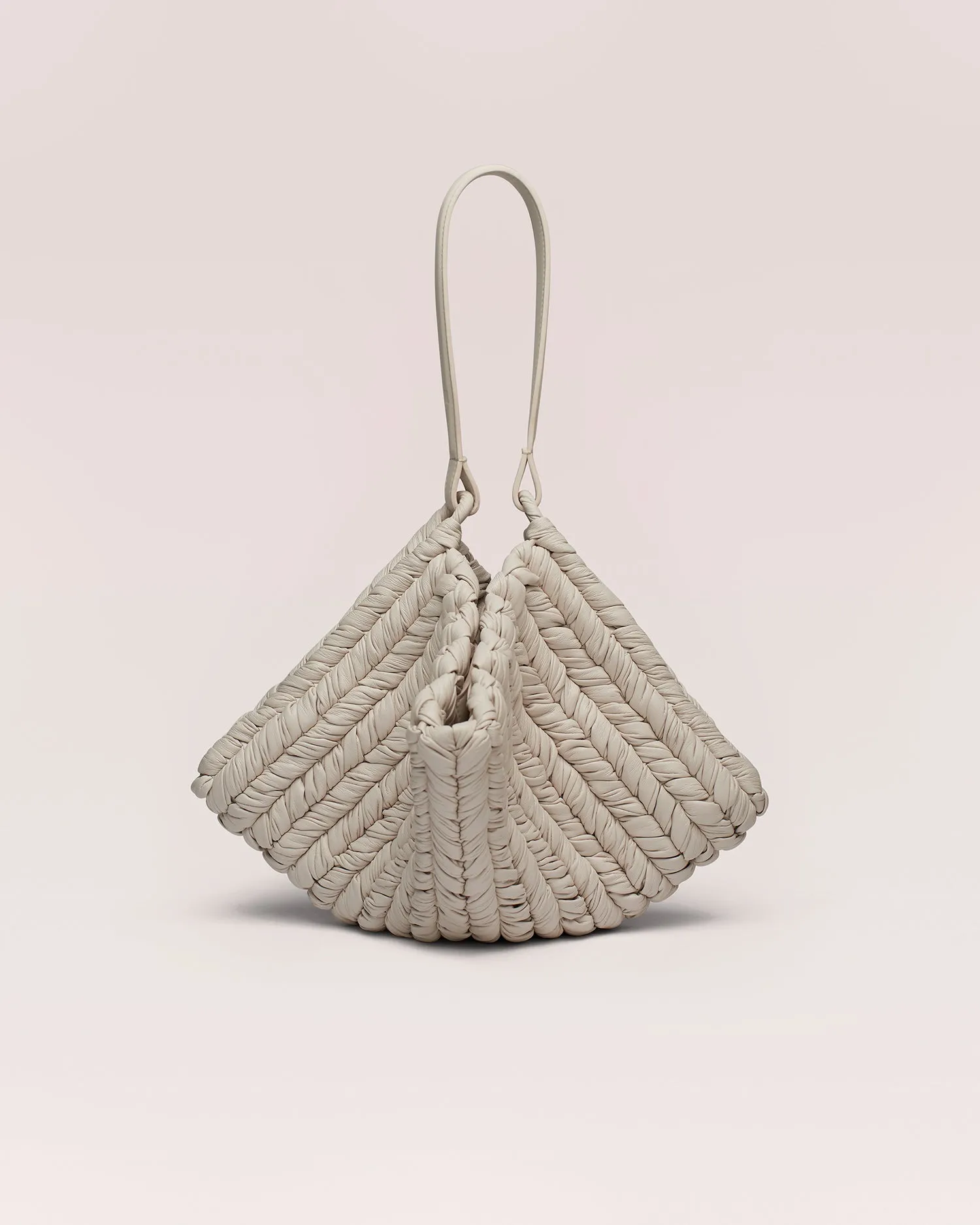 The Square Bag - Knitted Leather Tote Bag - White sold by Nanushka