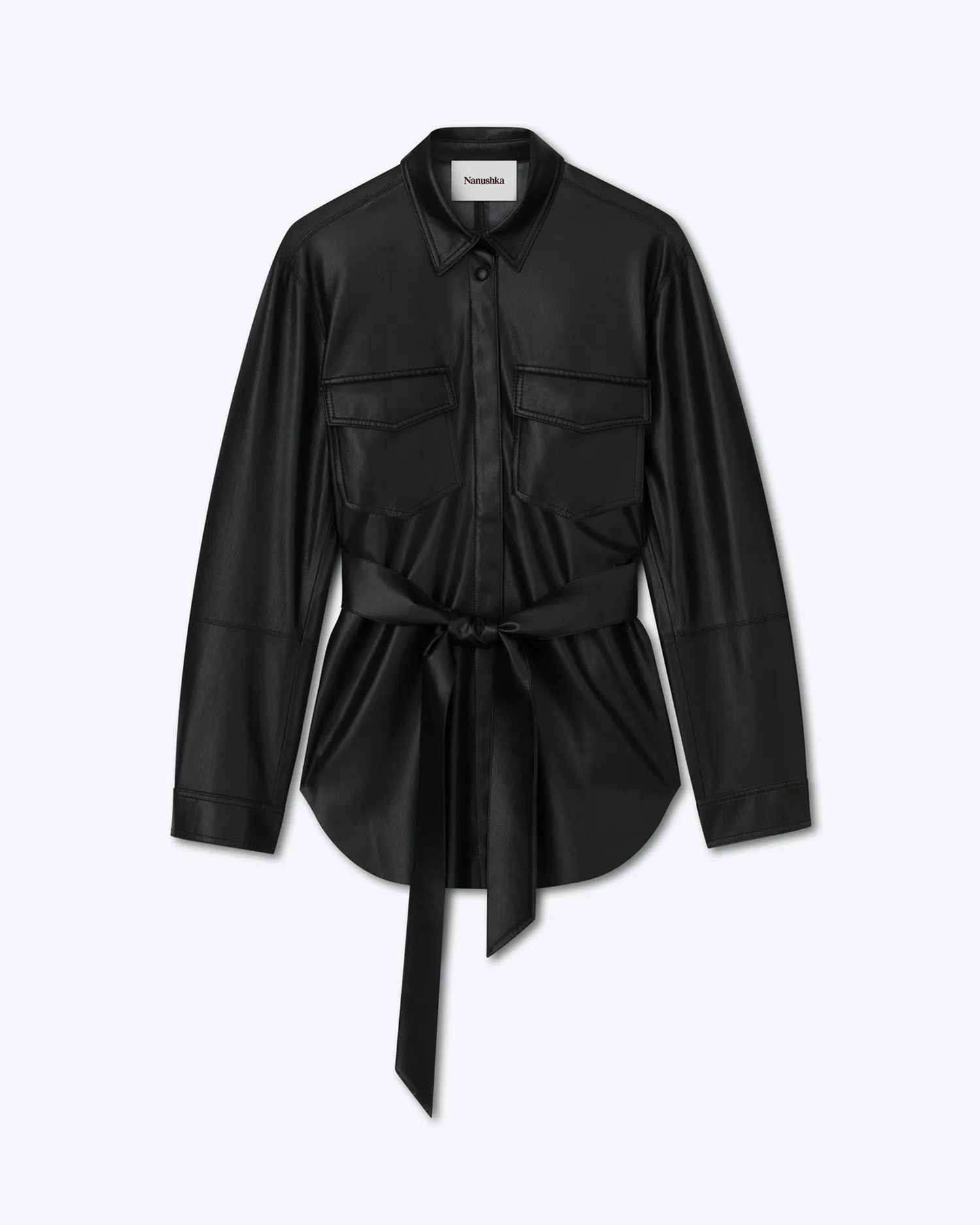 Artha - Alt-Leather Wrap Shirt - Black sold by Nanushka product image thumbnail 2