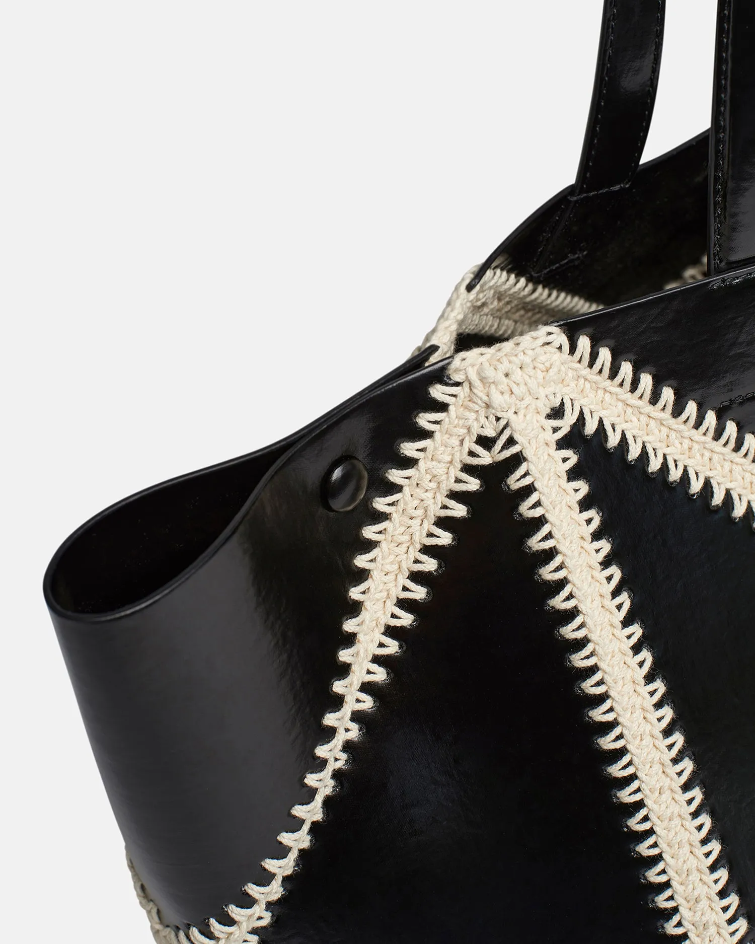 The Origami Tote - Patent Alt-Leather Crochet Tote - Black/Creme sold by Nanushka product image thumbnail 5