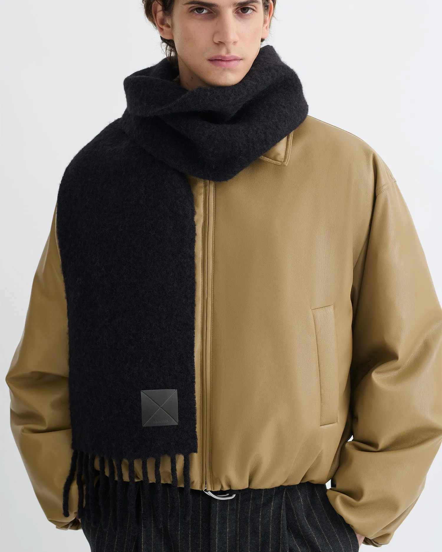 Fluff - Narrow Fringe Scarf - Black sold by Nanushka product image thumbnail 2