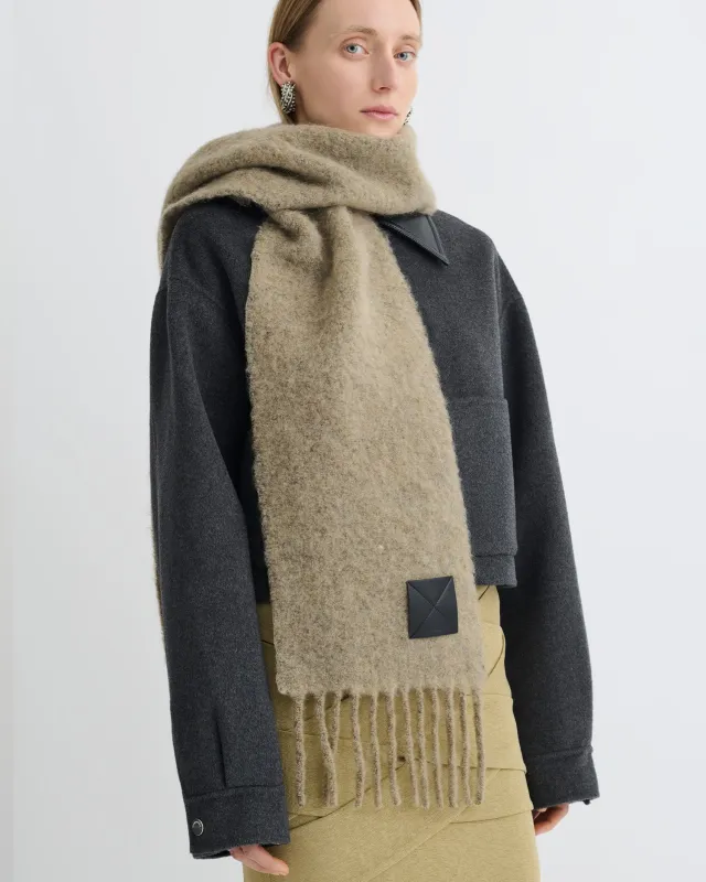 Fluff - Narrow Fringe Scarf - Light Sage sold by Nanushka