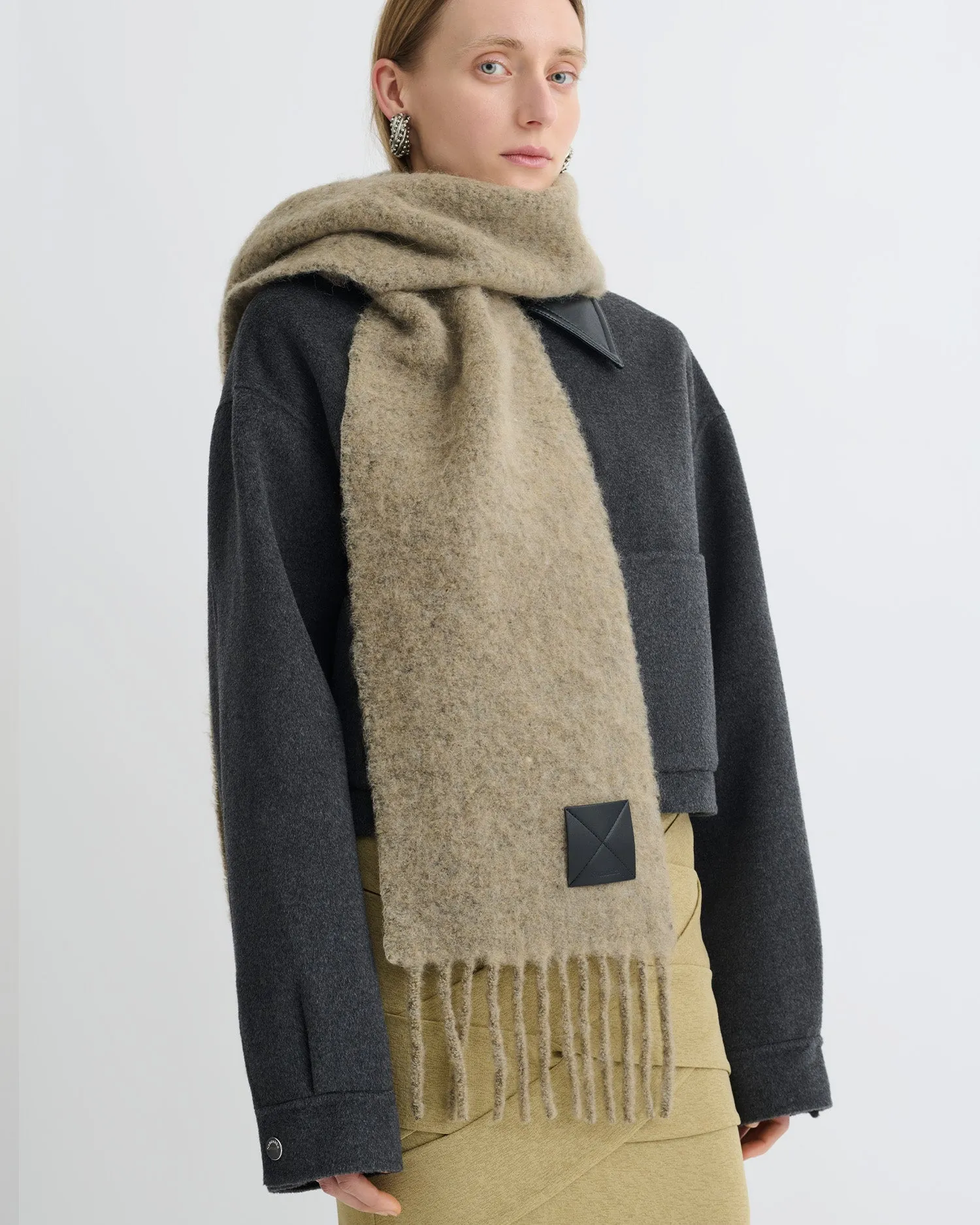 Fluff - Narrow Fringe Scarf - Light Sage sold by Nanushka