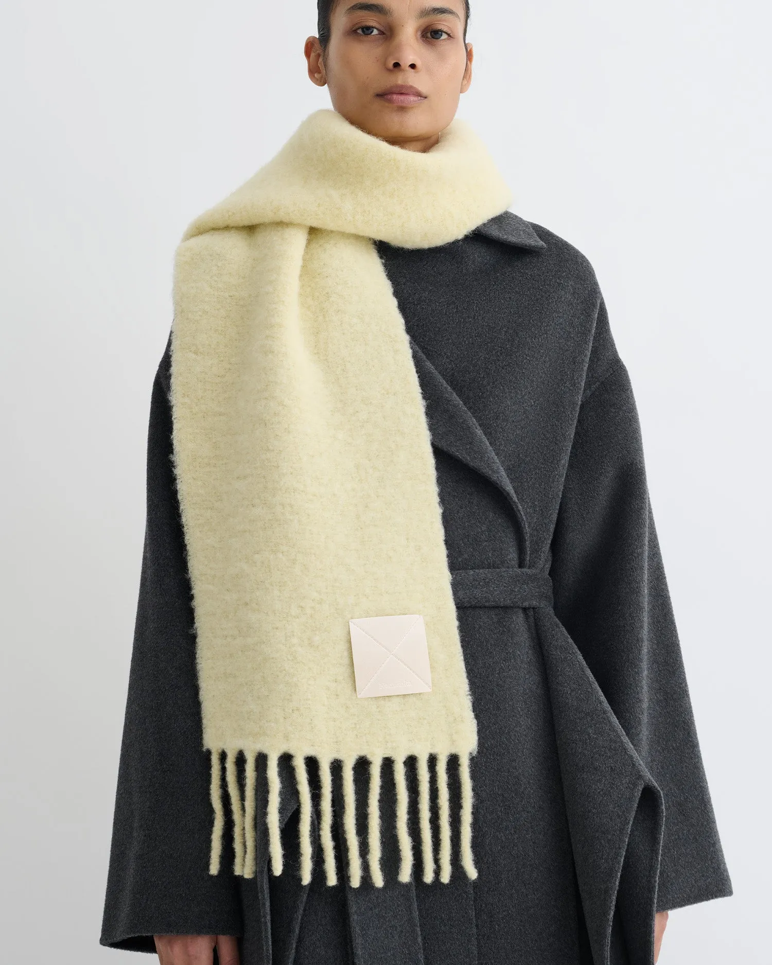 Fluff - Narrow Fringe Scarf - Moonbeam sold by Nanushka