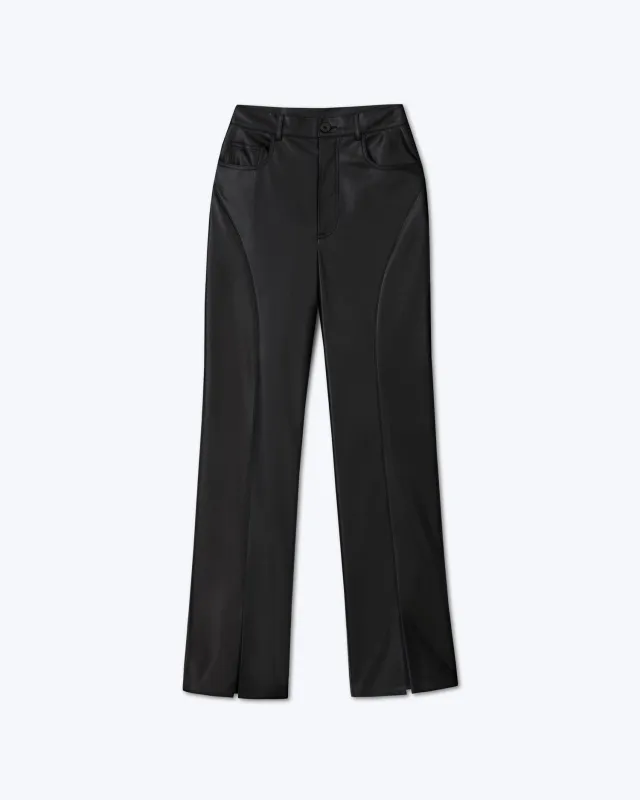 Basha - Sale Okobor™ Alt-Leather Split Hem Trousers - Black sold by Nanushka