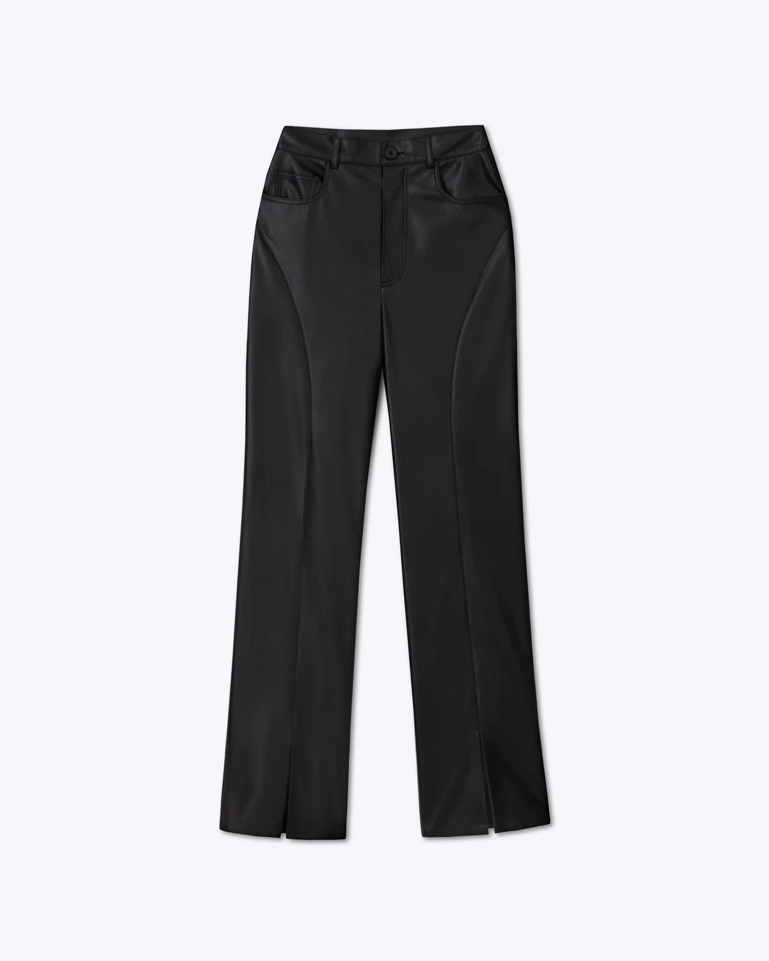 Basha - Sale Okobor™ Alt-Leather Split Hem Trousers - Black sold by Nanushka