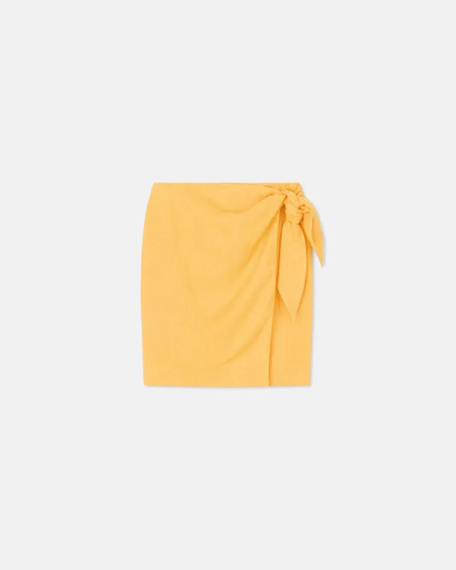 Keona - Sale Linen Wrap Skirt - Orange Pf23 sold by Nanushka