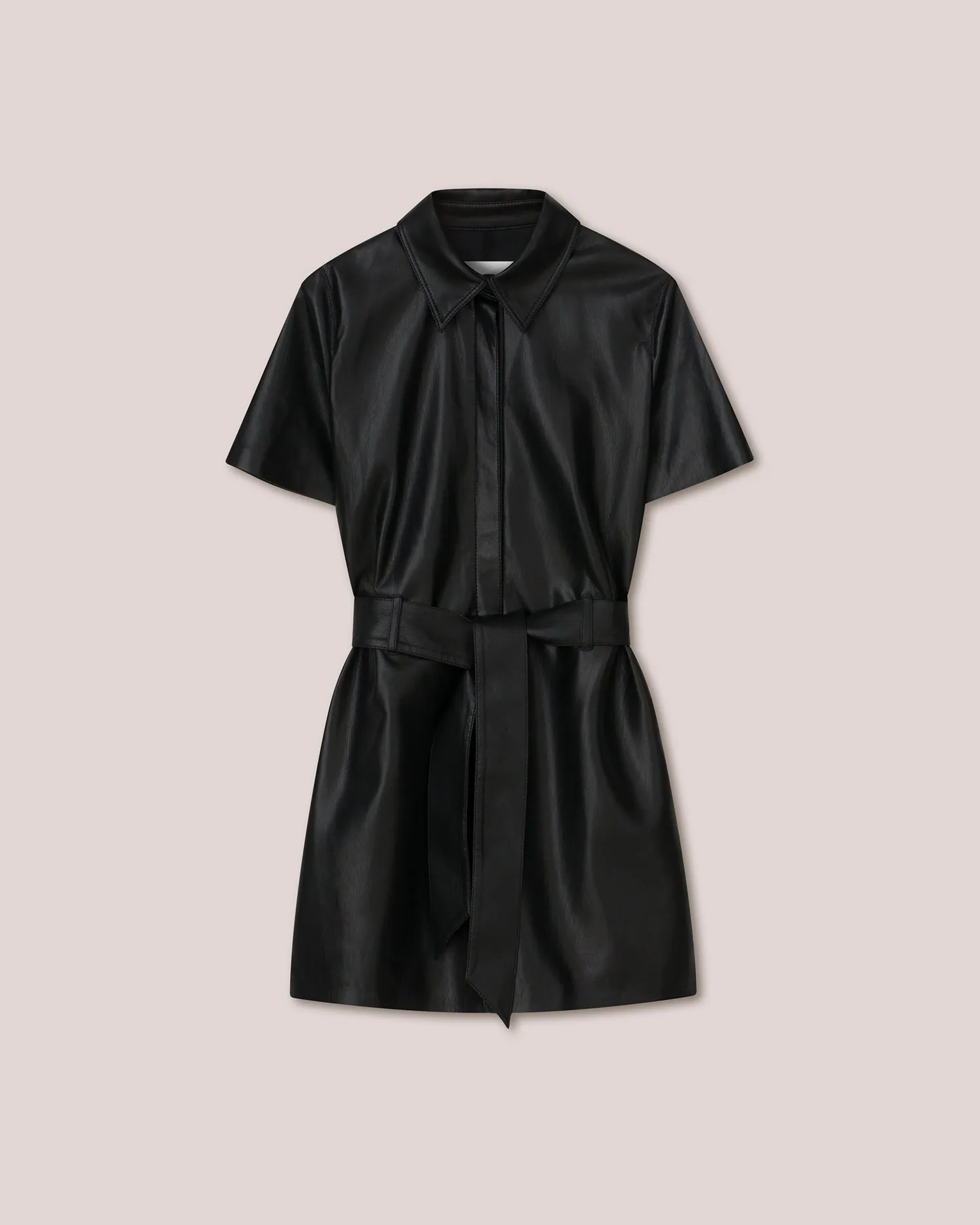 Halli - Sale Alt-Leather Shirt Dress - Black sold by Nanushka