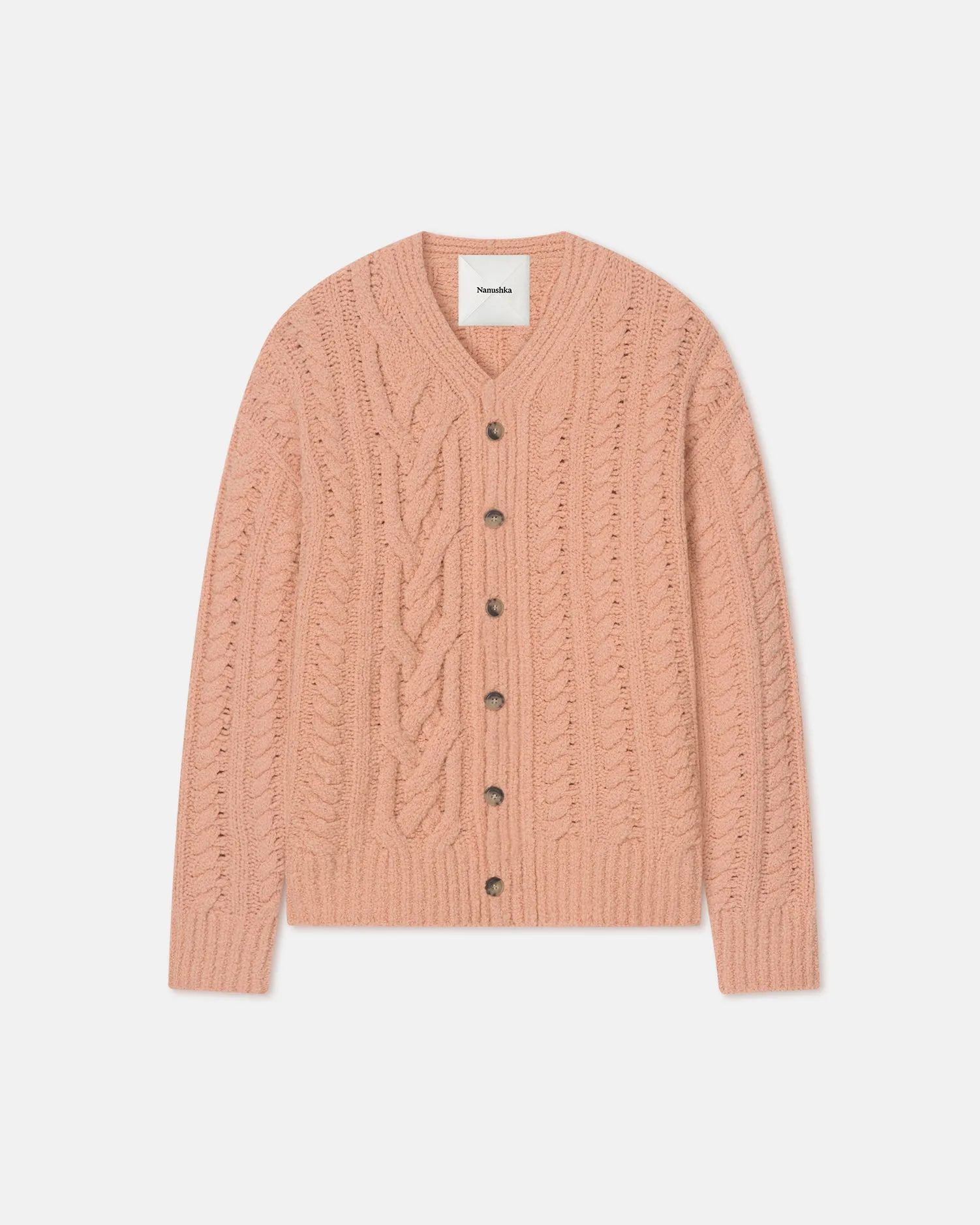Berit - Boucle Cable Cardigan - Apricot sold by Nanushka