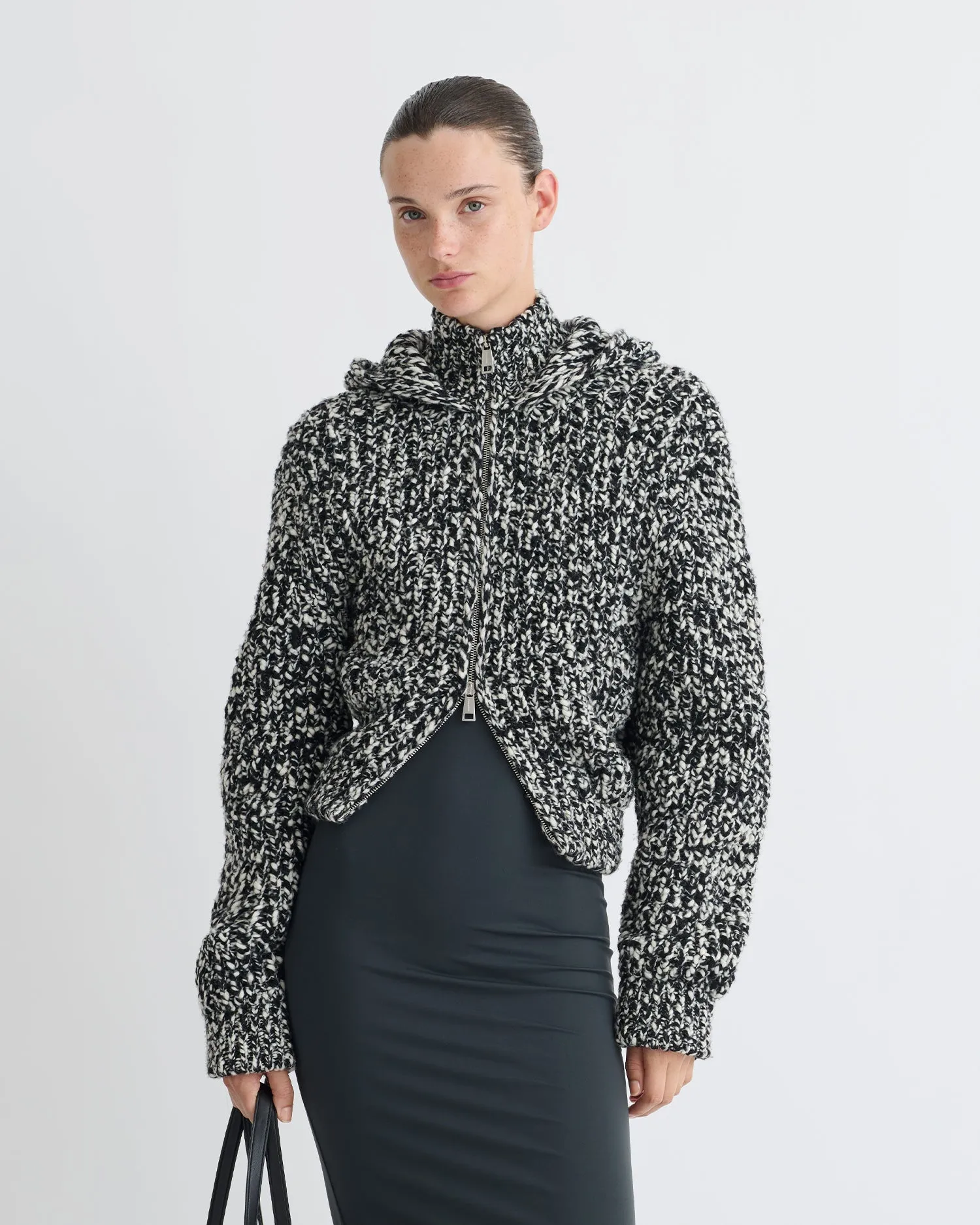 Sonnet - Mouline Slub Wool Jacket - Black/White sold by Nanushka product image thumbnail 3