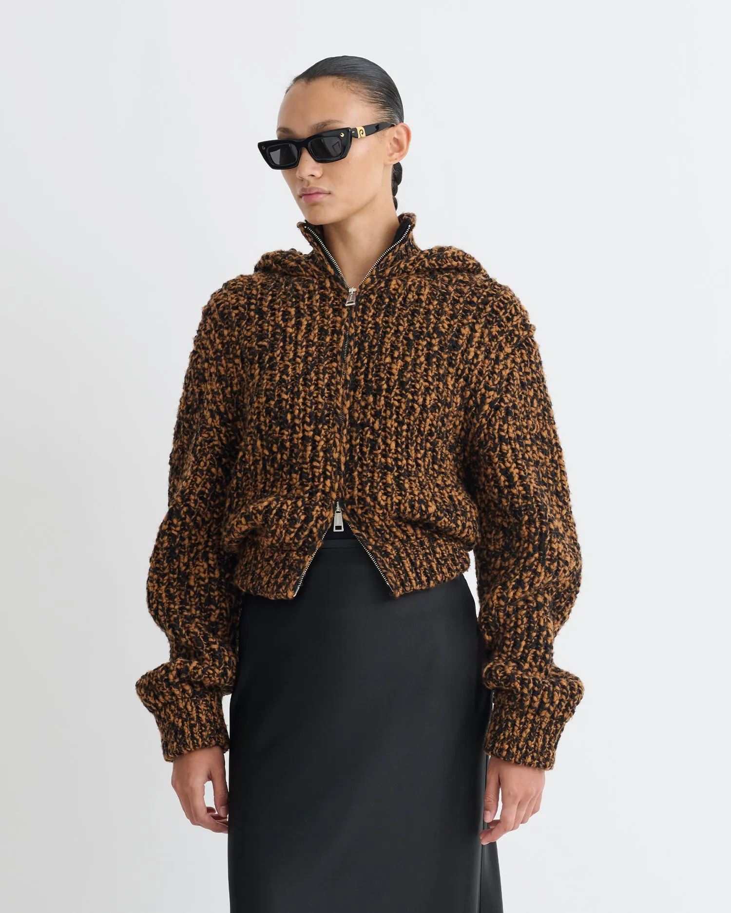 Sonnet - Mouline Slub Wool Jacket - Rust/Black sold by Nanushka product image thumbnail 4