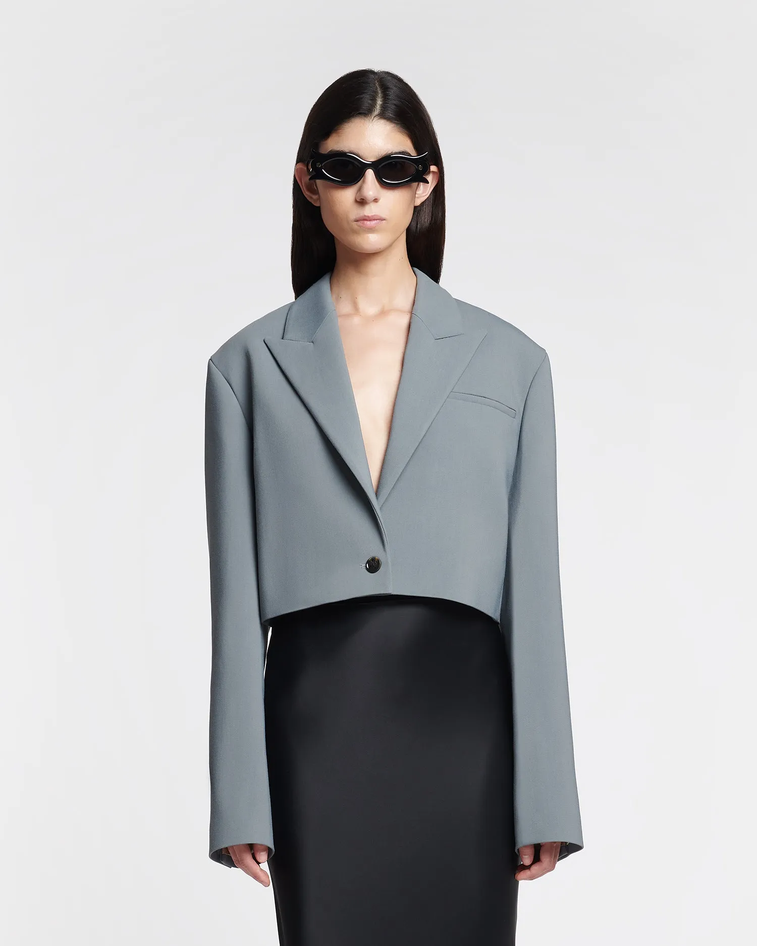 Aidula - Cropped Blazer - Steel Blue sold by Nanushka