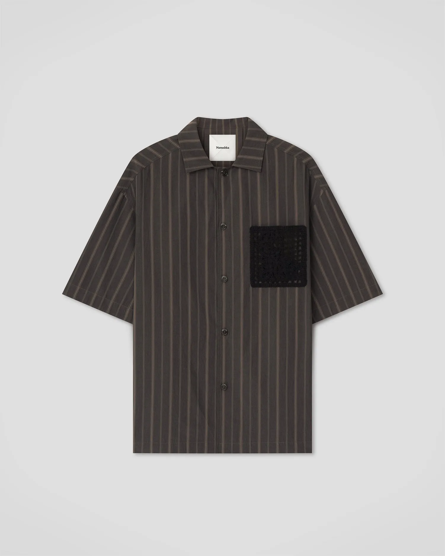 Maxton - Stripe Shirting/Crochet Shirt - Washed Black/Black sold by Nanushka product image thumbnail 5