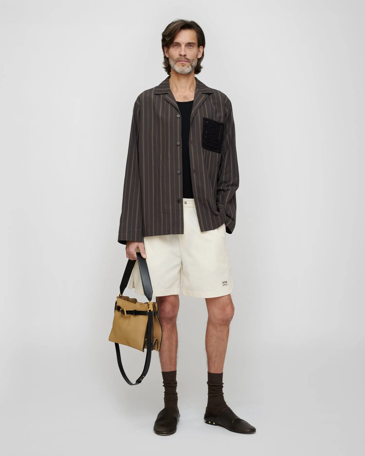 Jelmer - Stripe Shirting/Crochet Shirt - Washed Black/Black sold by Nanushka product image thumbnail 3