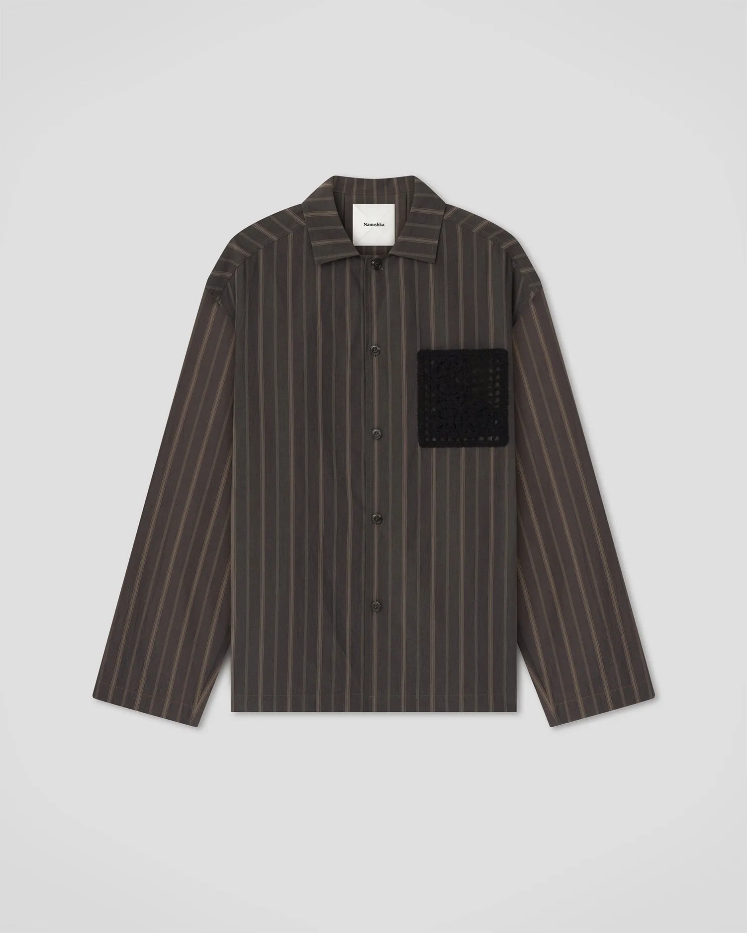 Jelmer - Stripe Shirting/Crochet Shirt - Washed Black/Black sold by Nanushka product image thumbnail 4