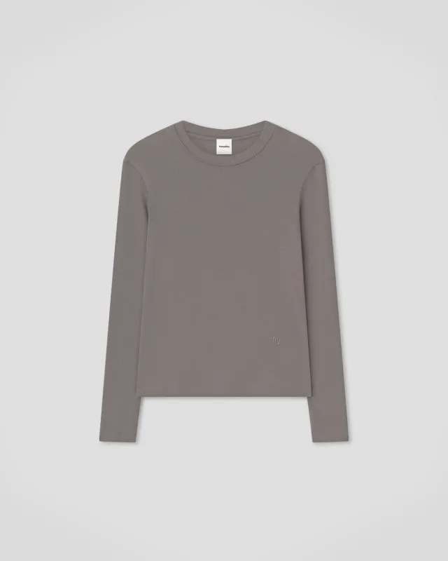 Tamsin - Rib Jersey Tee - Grey sold by Nanushka