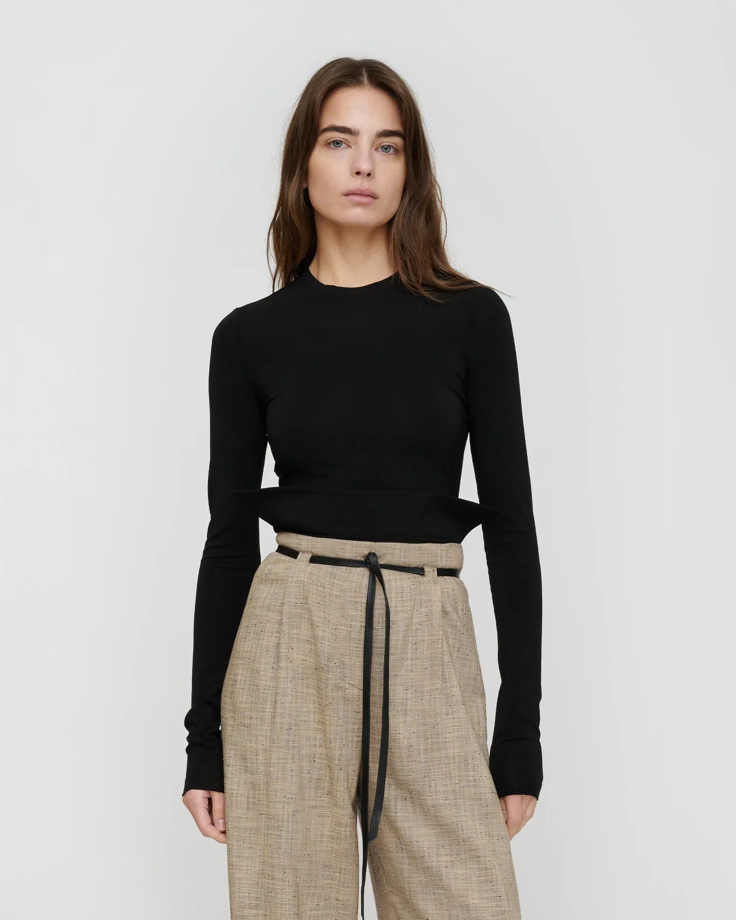 Raveen - Fluid Jersey Top - Black sold by Nanushka