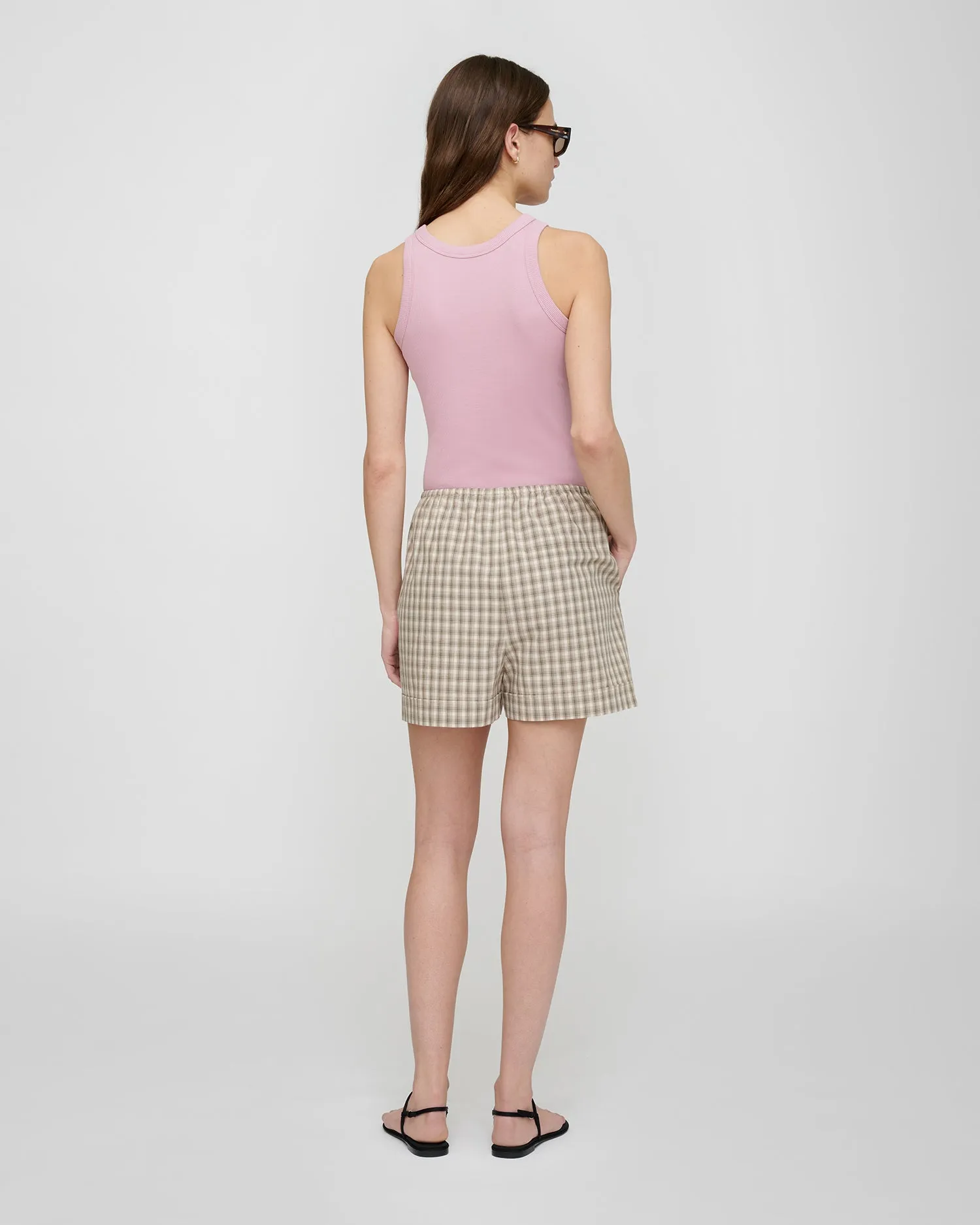 Hira - Checked Shirting Shorts - Creme/Grey sold by Nanushka product image thumbnail 4