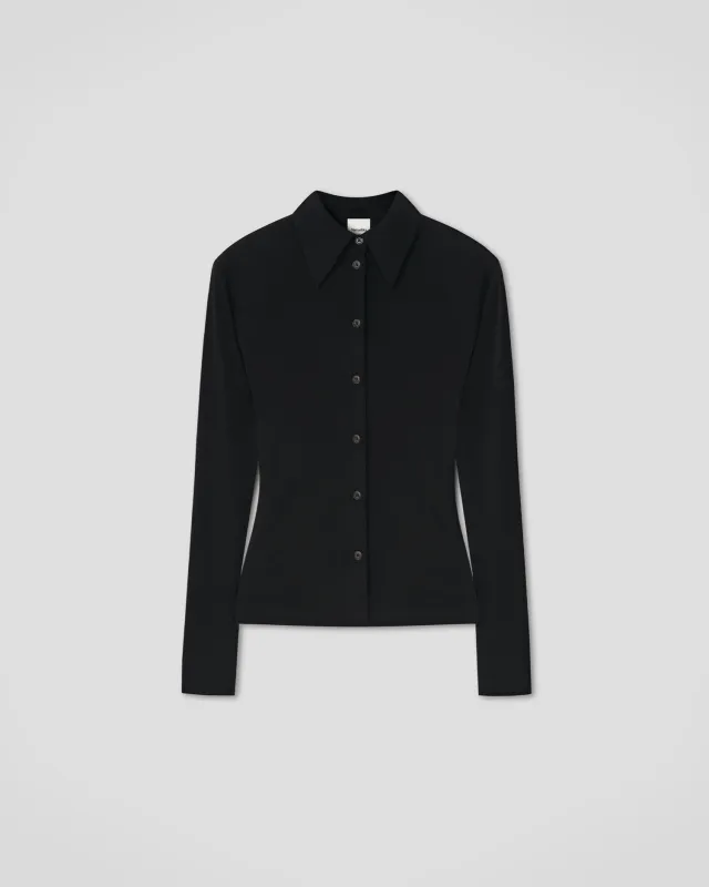 Haimi - Mesh Jersey Shirt - Black sold by Nanushka