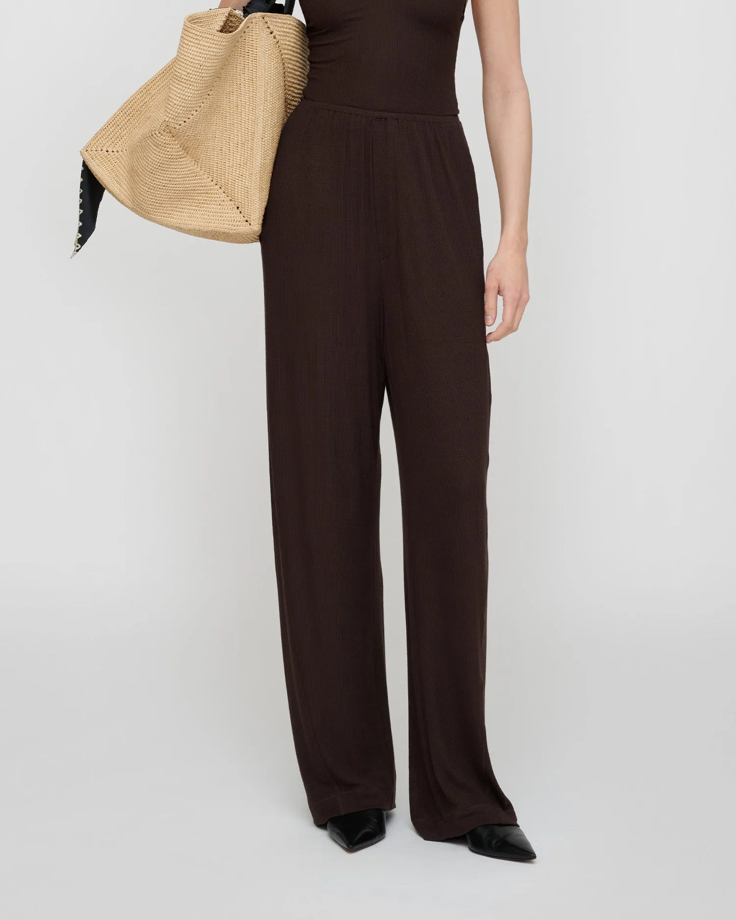 Zoela - Fluid Rib Pants - Dark Brown sold by Nanushka product image thumbnail 3