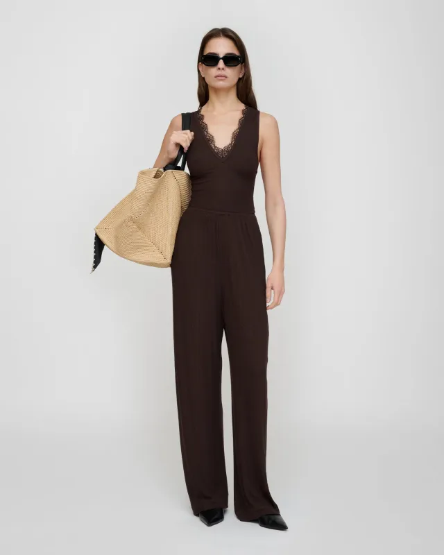 Zoela - Fluid Rib Pants - Dark Brown sold by Nanushka